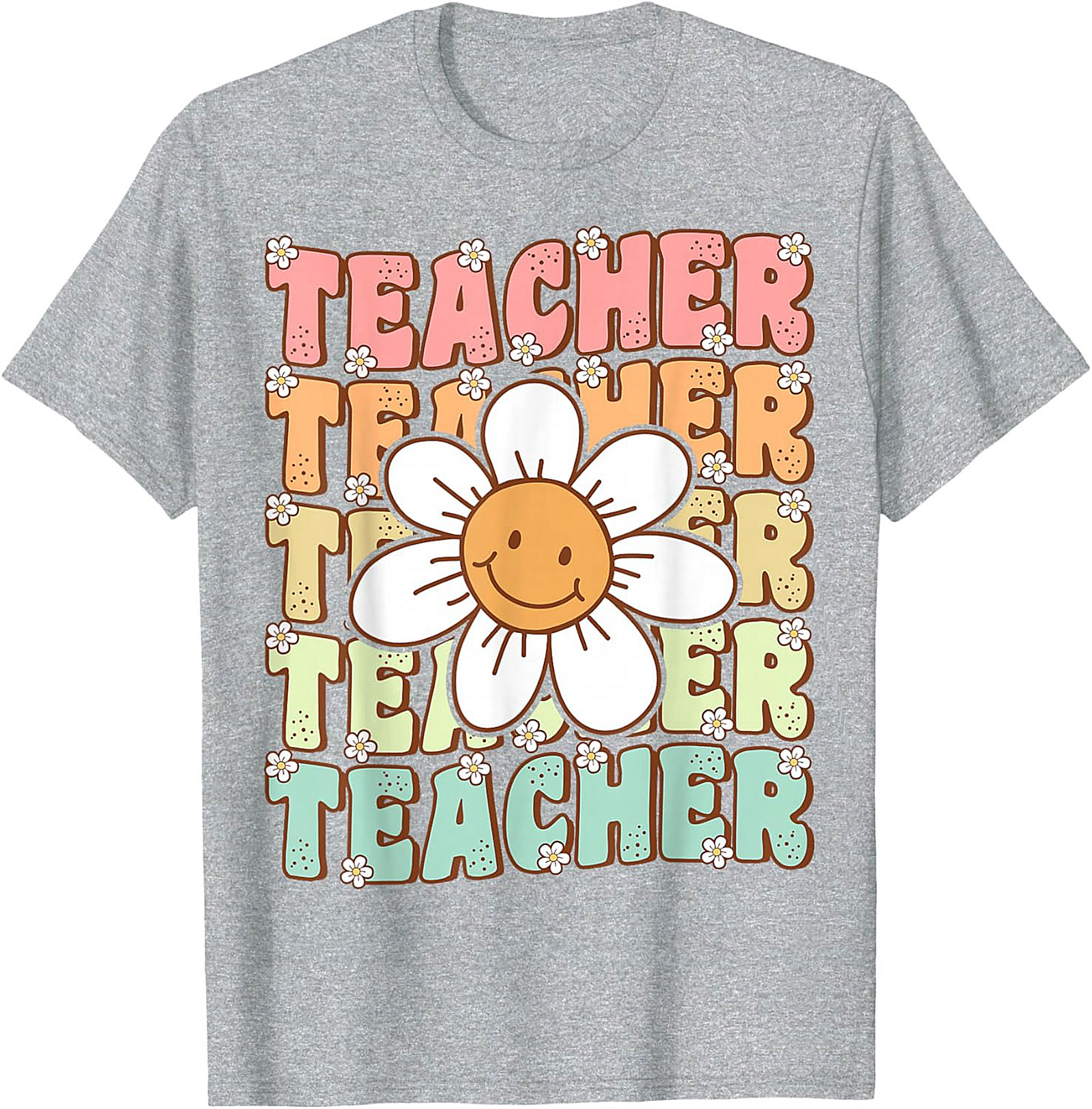 Groovy Teacher T-shirt Retro Smiley Face Graphic Tee