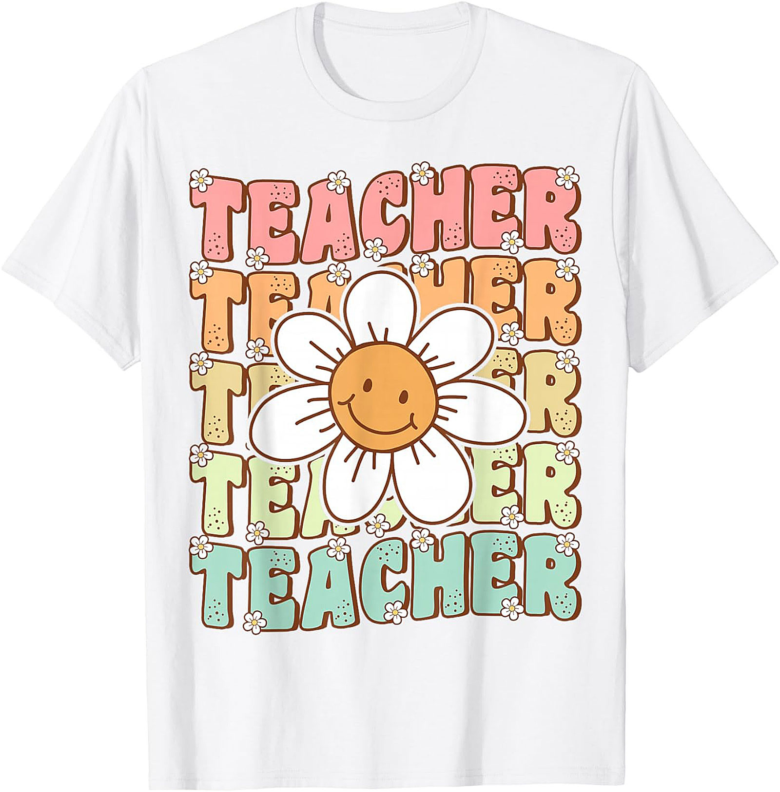 Groovy Teacher T-shirt Retro Smiley Face Graphic Tee