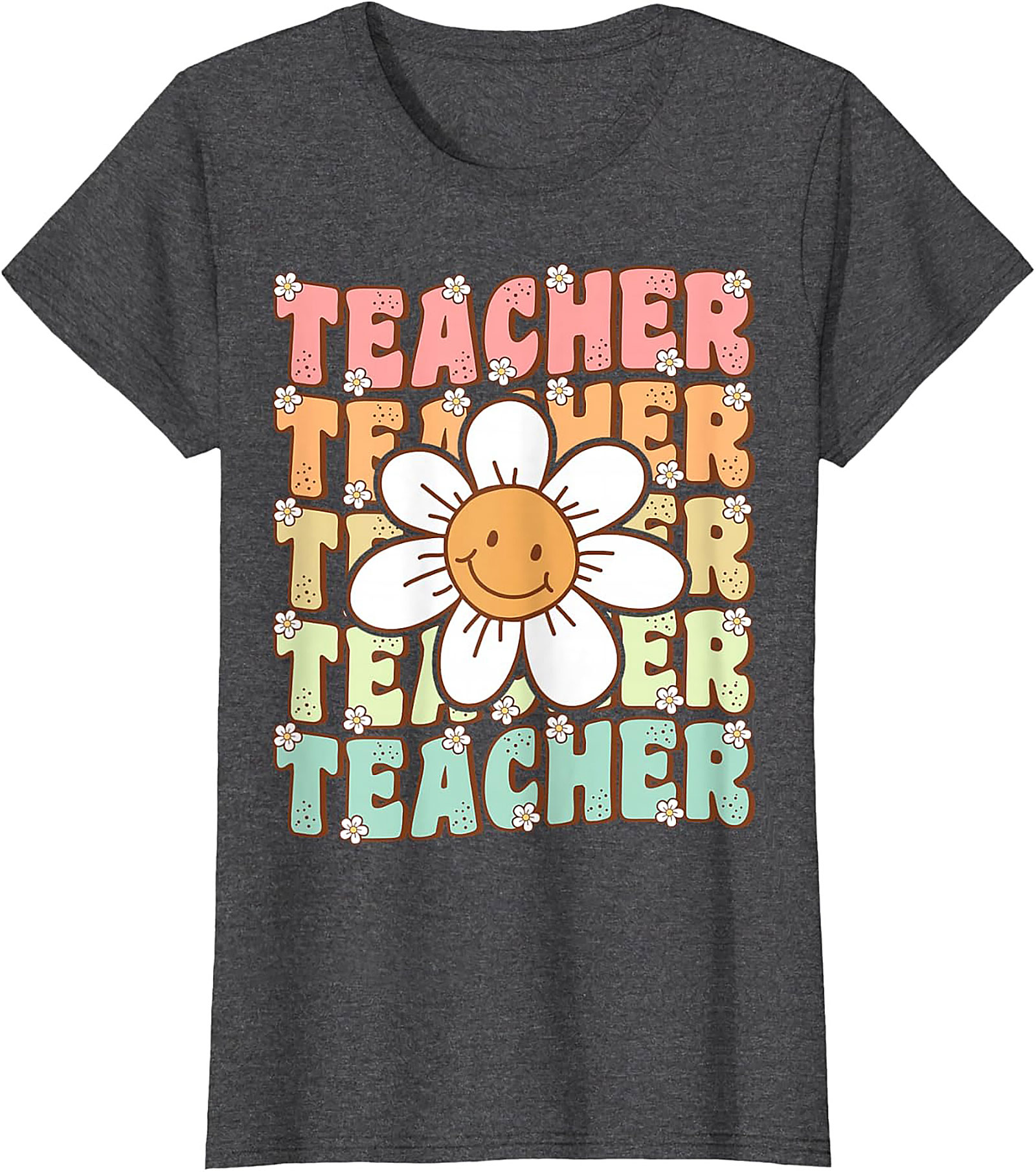 Groovy Teacher T-shirt Retro Smiley Face Graphic Tee