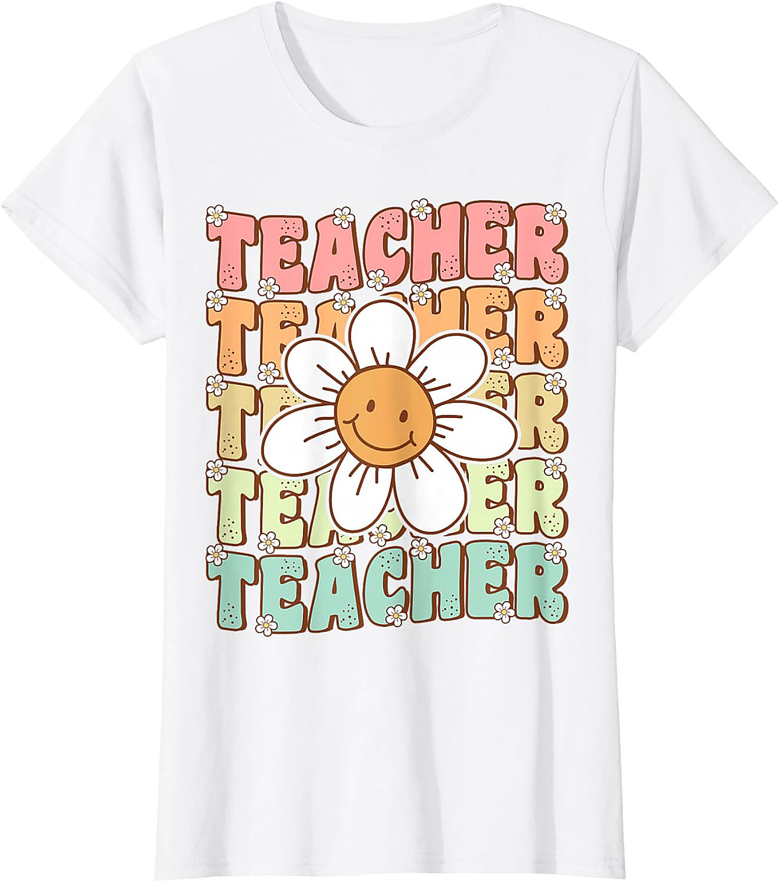 Groovy Teacher T-shirt Retro Smiley Face Graphic Tee