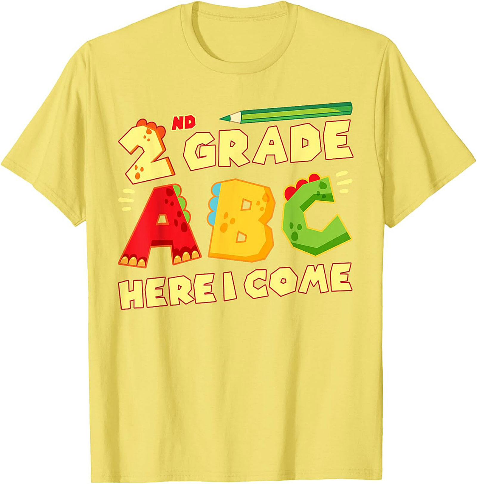 2nd Grade ABC Here I Come Dinosaur T-shirt | Back to School Funny Graphic Tee