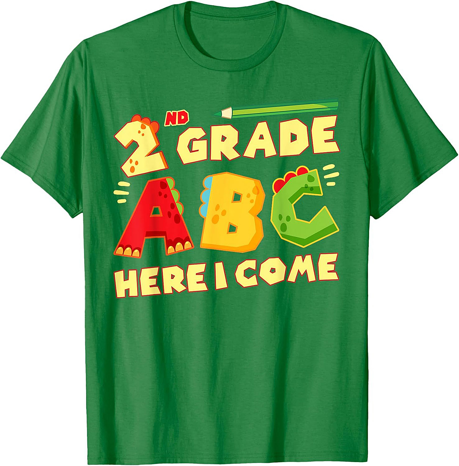 2nd Grade ABC Here I Come Dinosaur T-shirt | Back to School Funny Graphic Tee