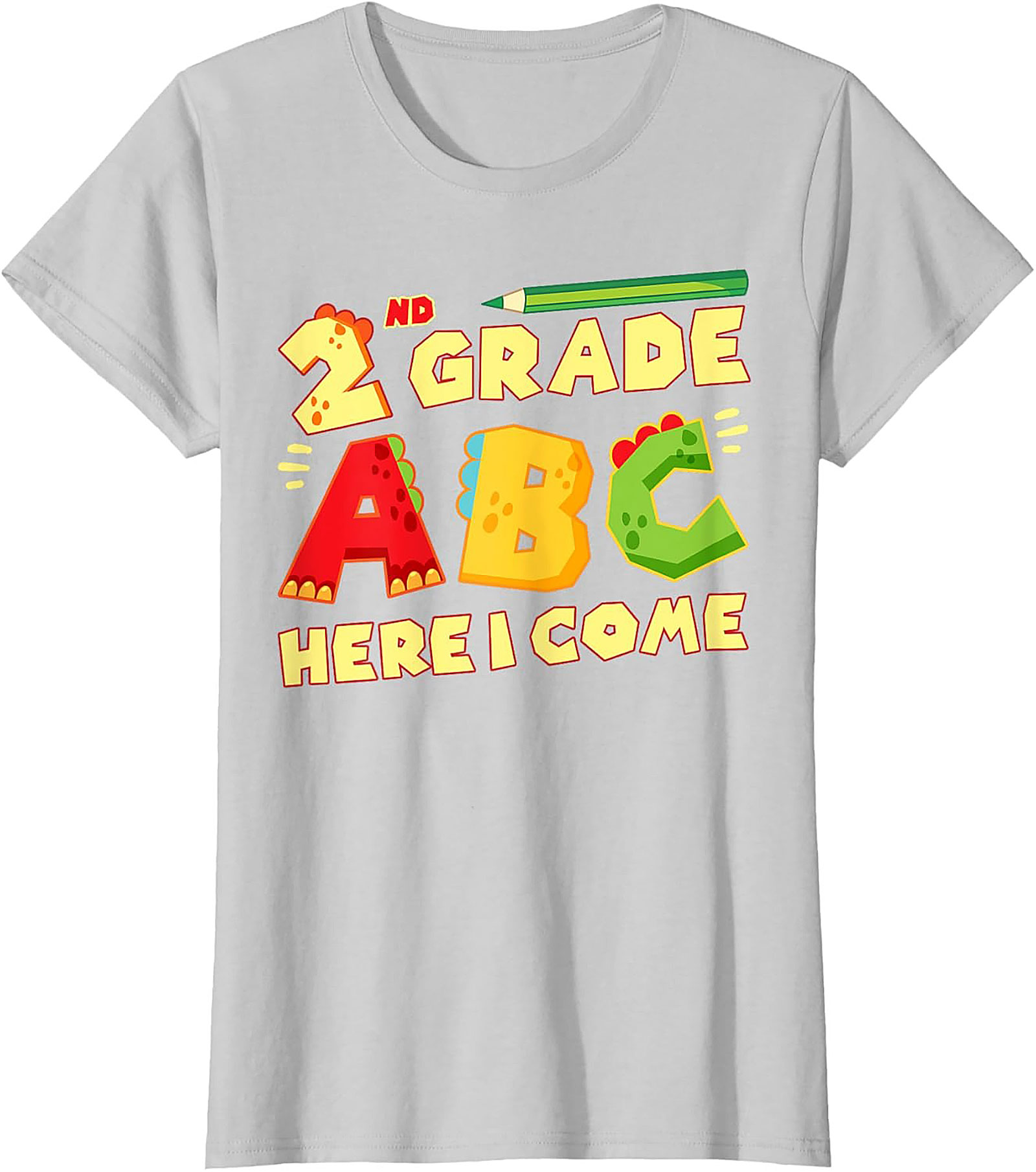 2nd Grade ABC Here I Come Dinosaur T-shirt | Back to School Funny Graphic Tee
