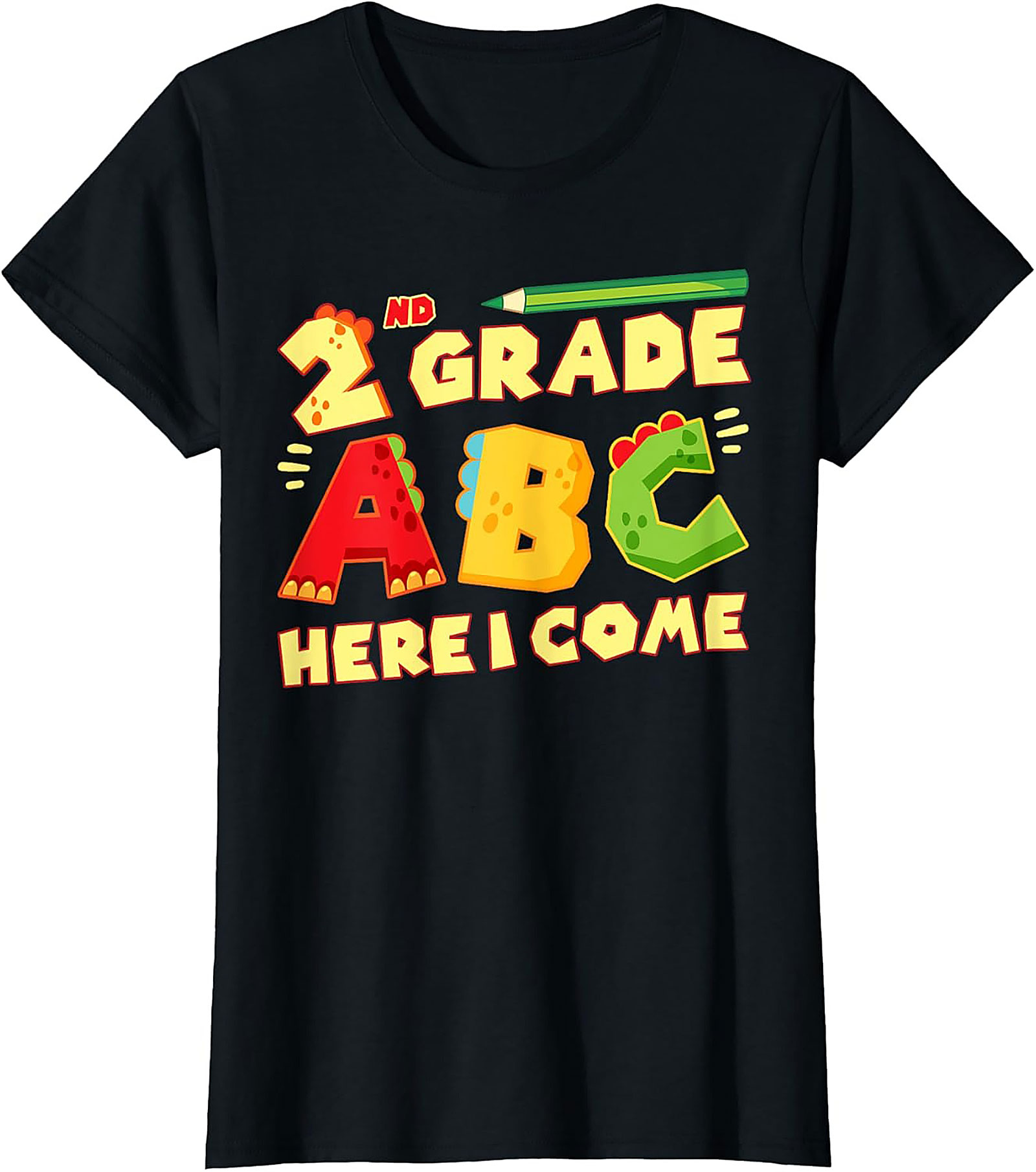 2nd Grade ABC Here I Come Dinosaur T-shirt | Back to School Funny Graphic Tee