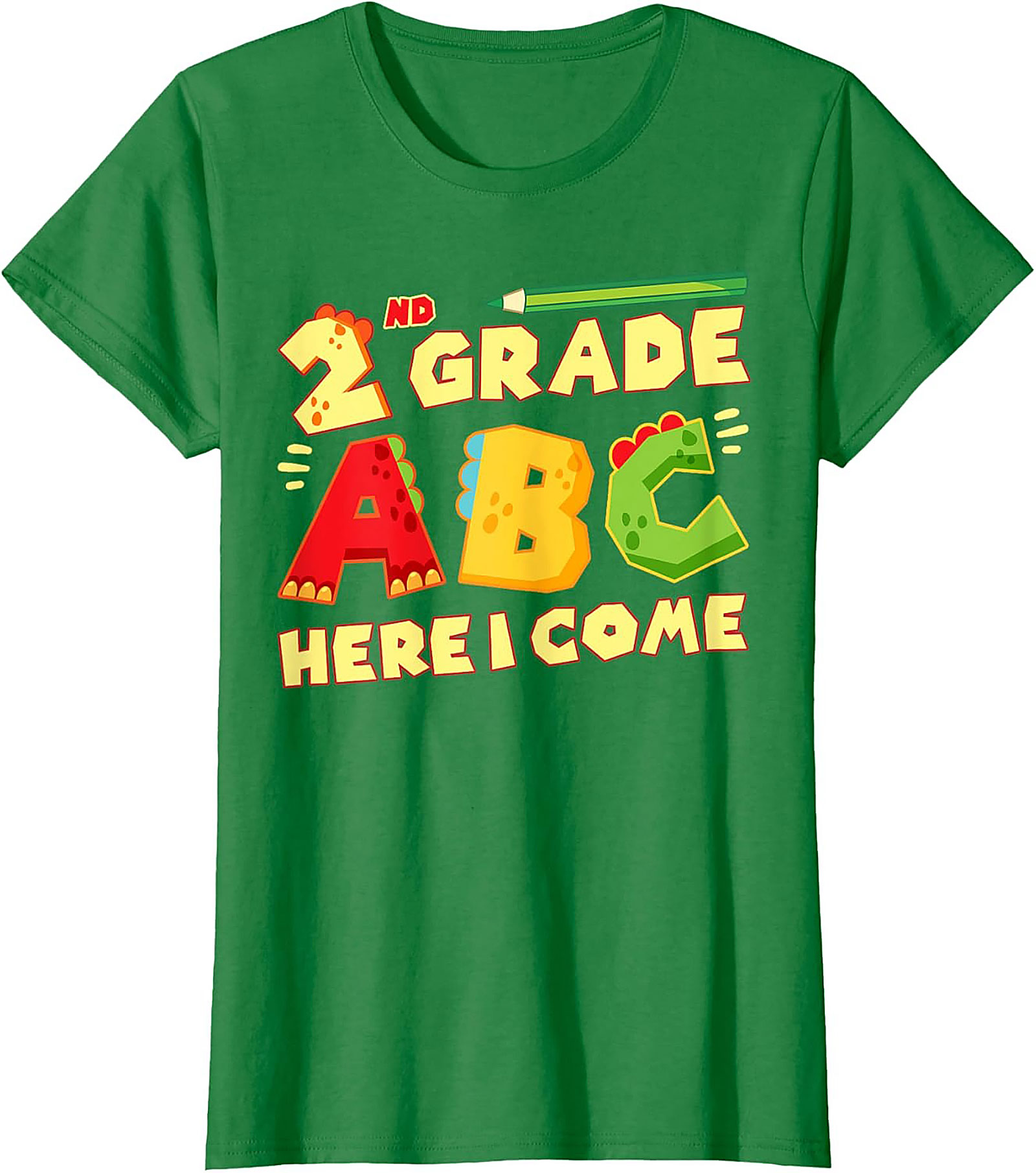 2nd Grade ABC Here I Come Dinosaur T-shirt | Back to School Funny Graphic Tee