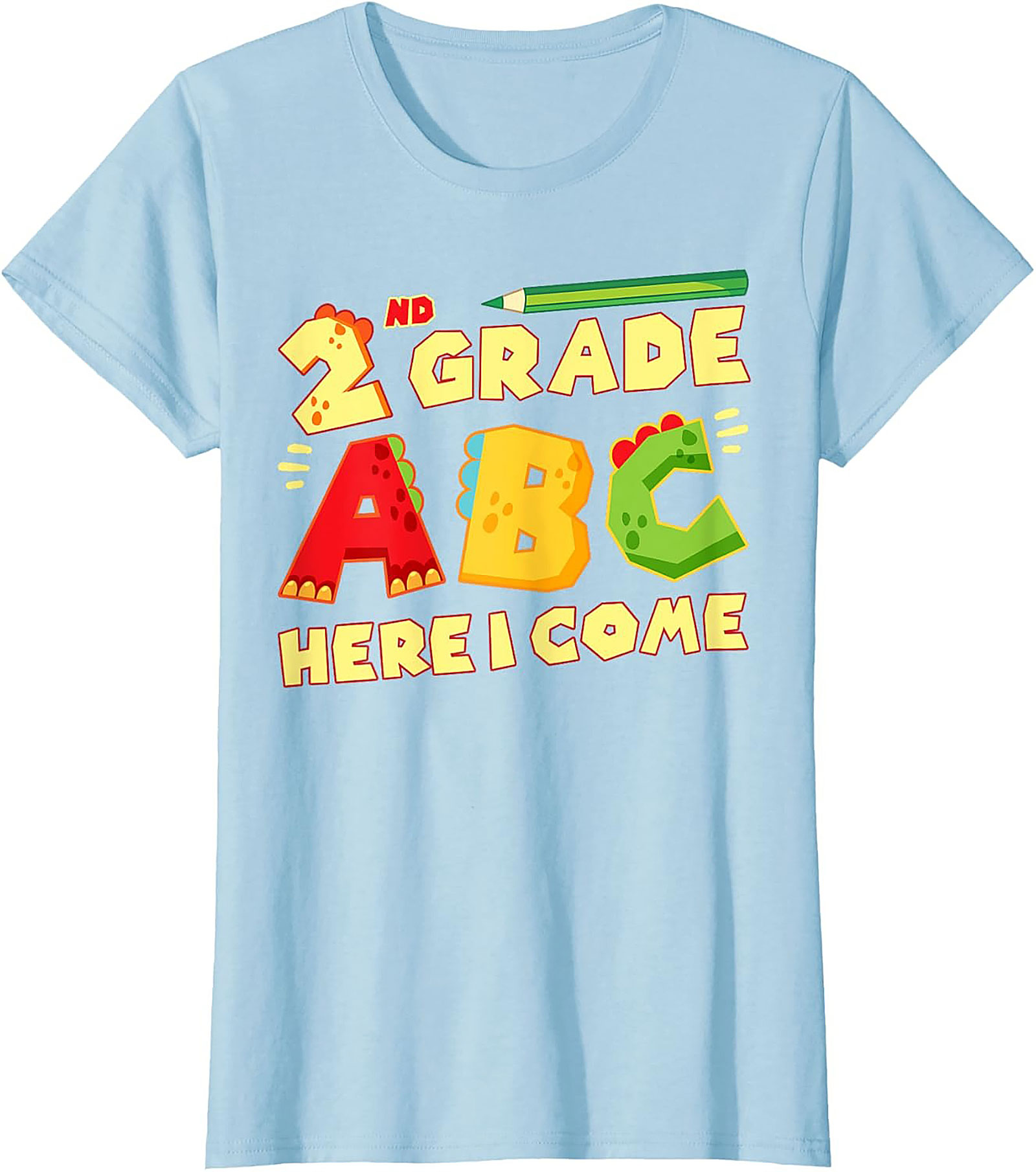 2nd Grade ABC Here I Come Dinosaur T-shirt | Back to School Funny Graphic Tee