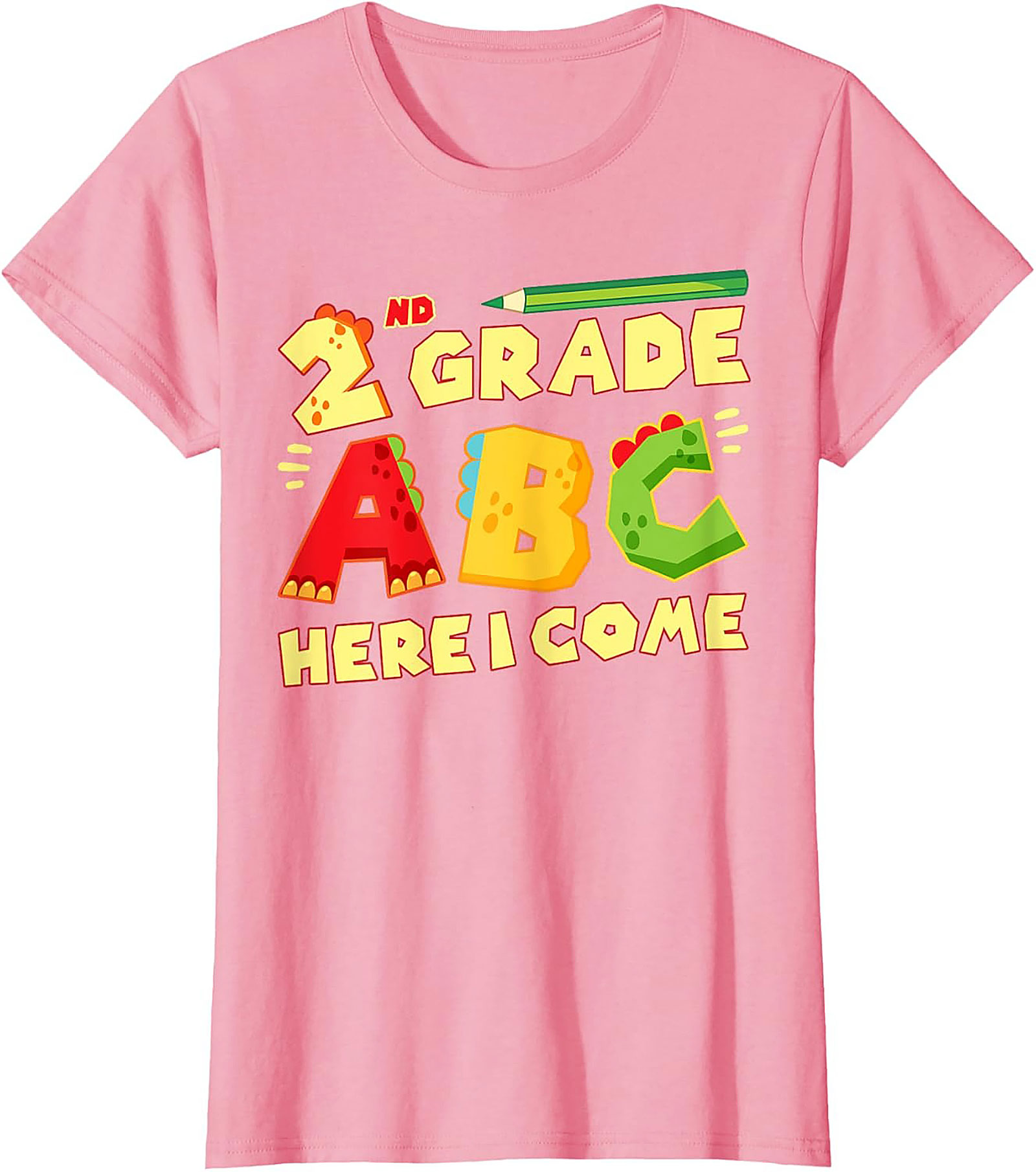 2nd Grade ABC Here I Come Dinosaur T-shirt | Back to School Funny Graphic Tee