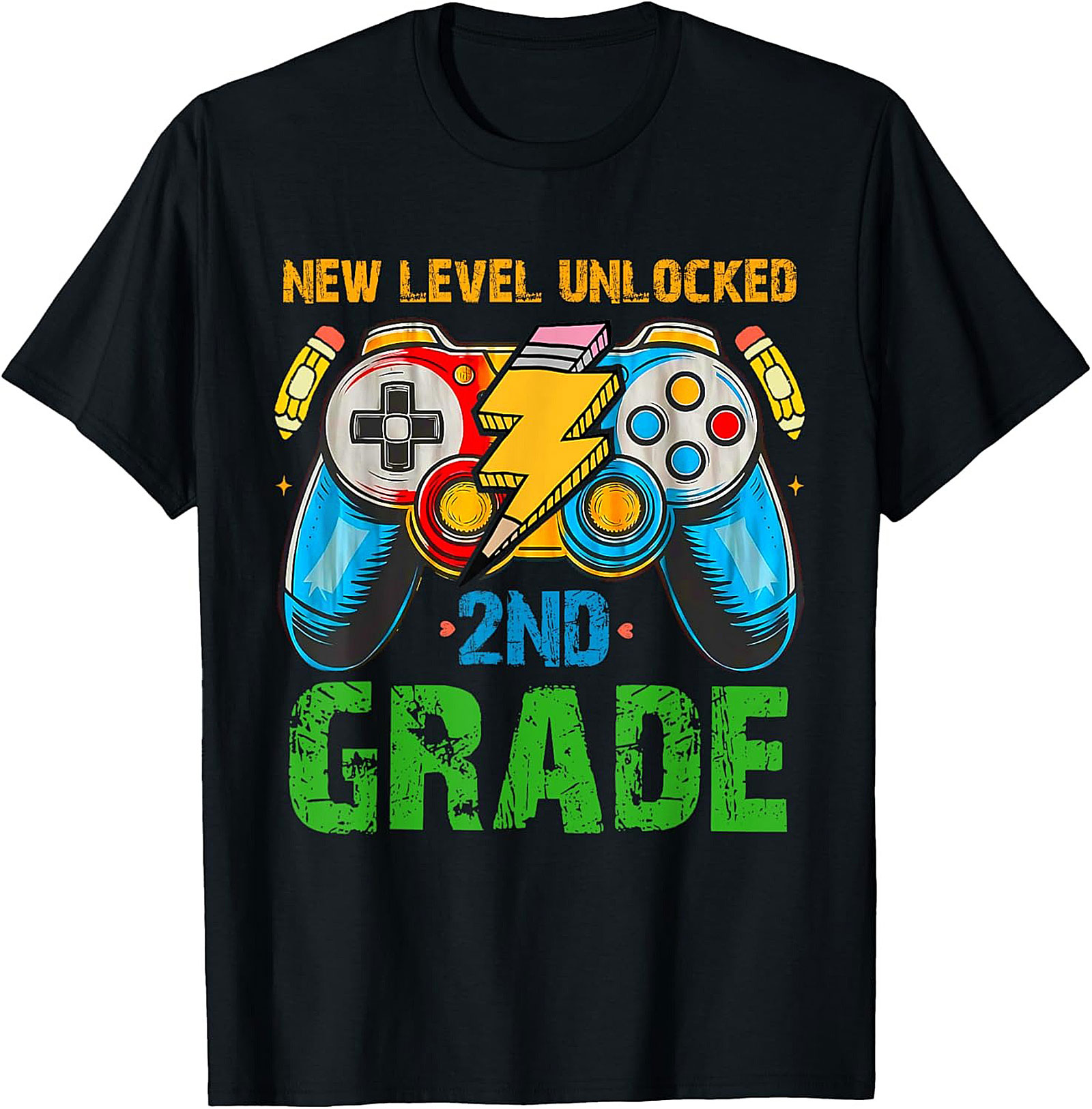 NEW LEVEL UNLOCKED 2ND GRADE T-Shirt | Gamer Back to School Graphic Tee