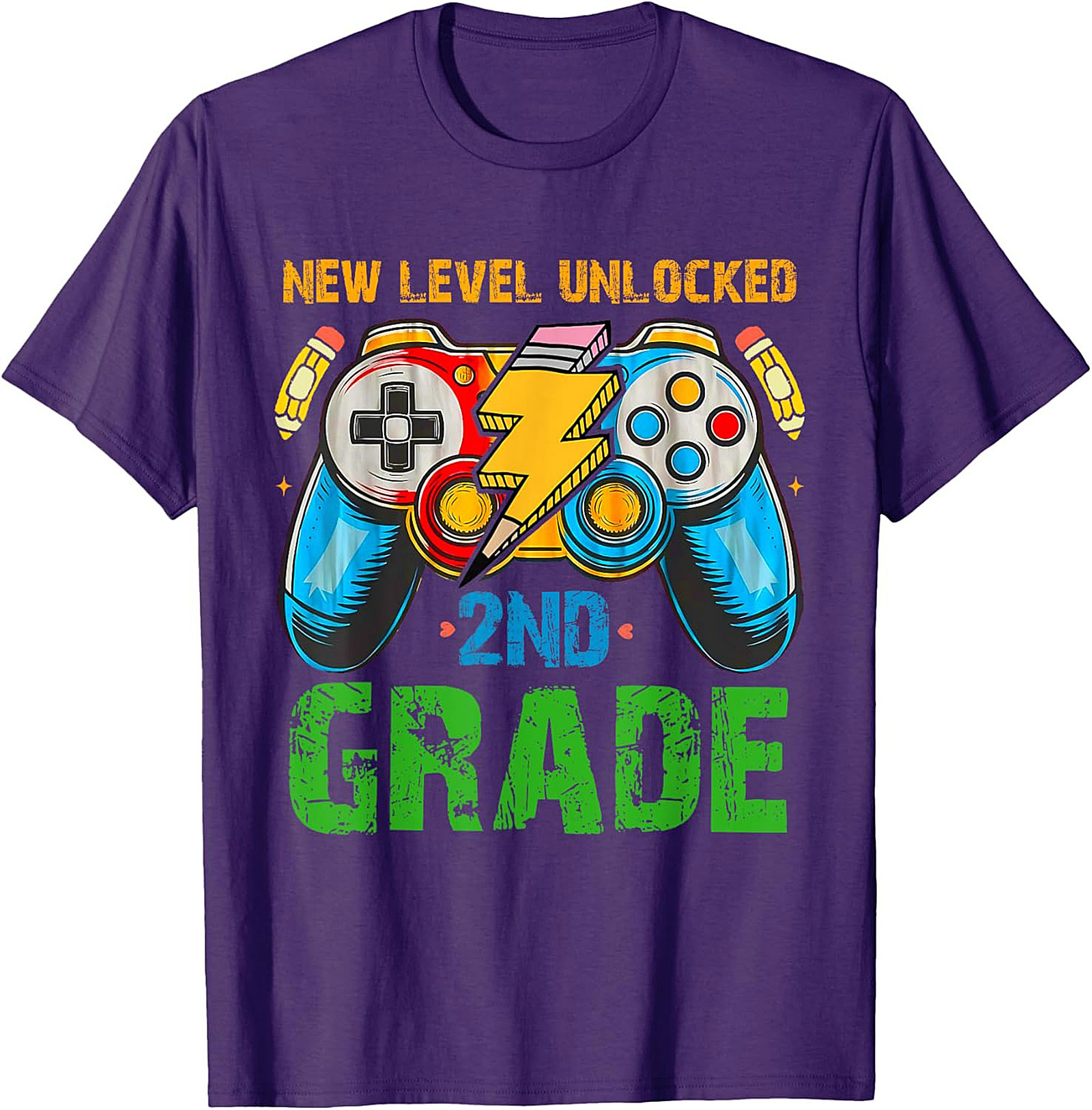 NEW LEVEL UNLOCKED 2ND GRADE T-Shirt | Gamer Back to School Graphic Tee