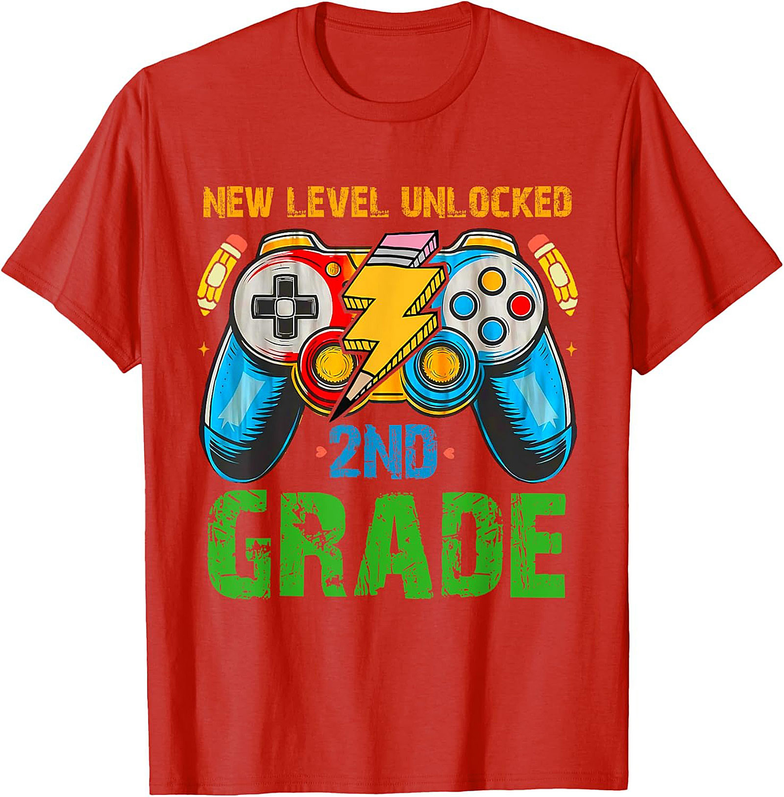 NEW LEVEL UNLOCKED 2ND GRADE T-Shirt | Gamer Back to School Graphic Tee