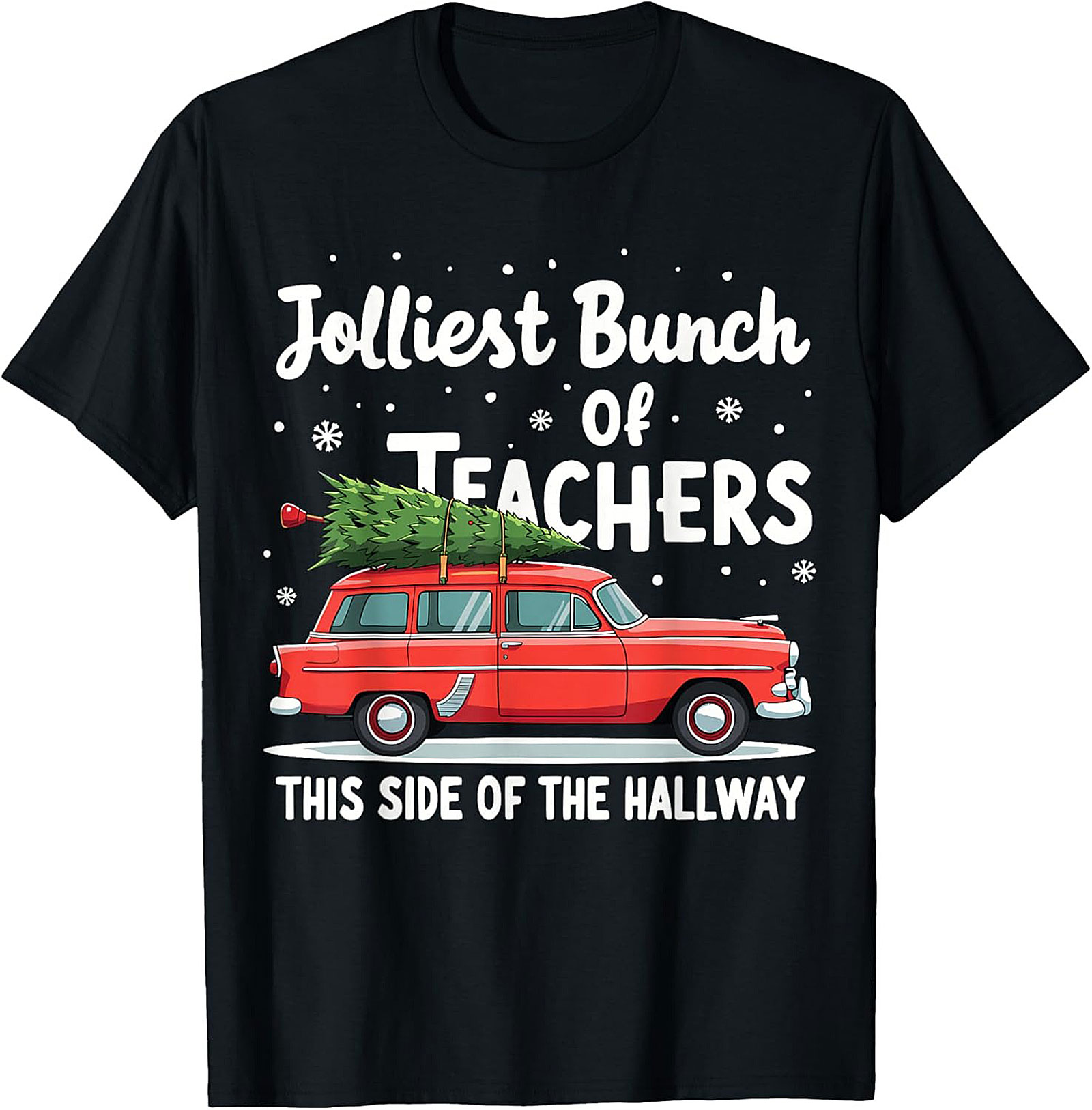 Jolliest Teacher Christmas Graphic Tee Funny Unisex Shirt