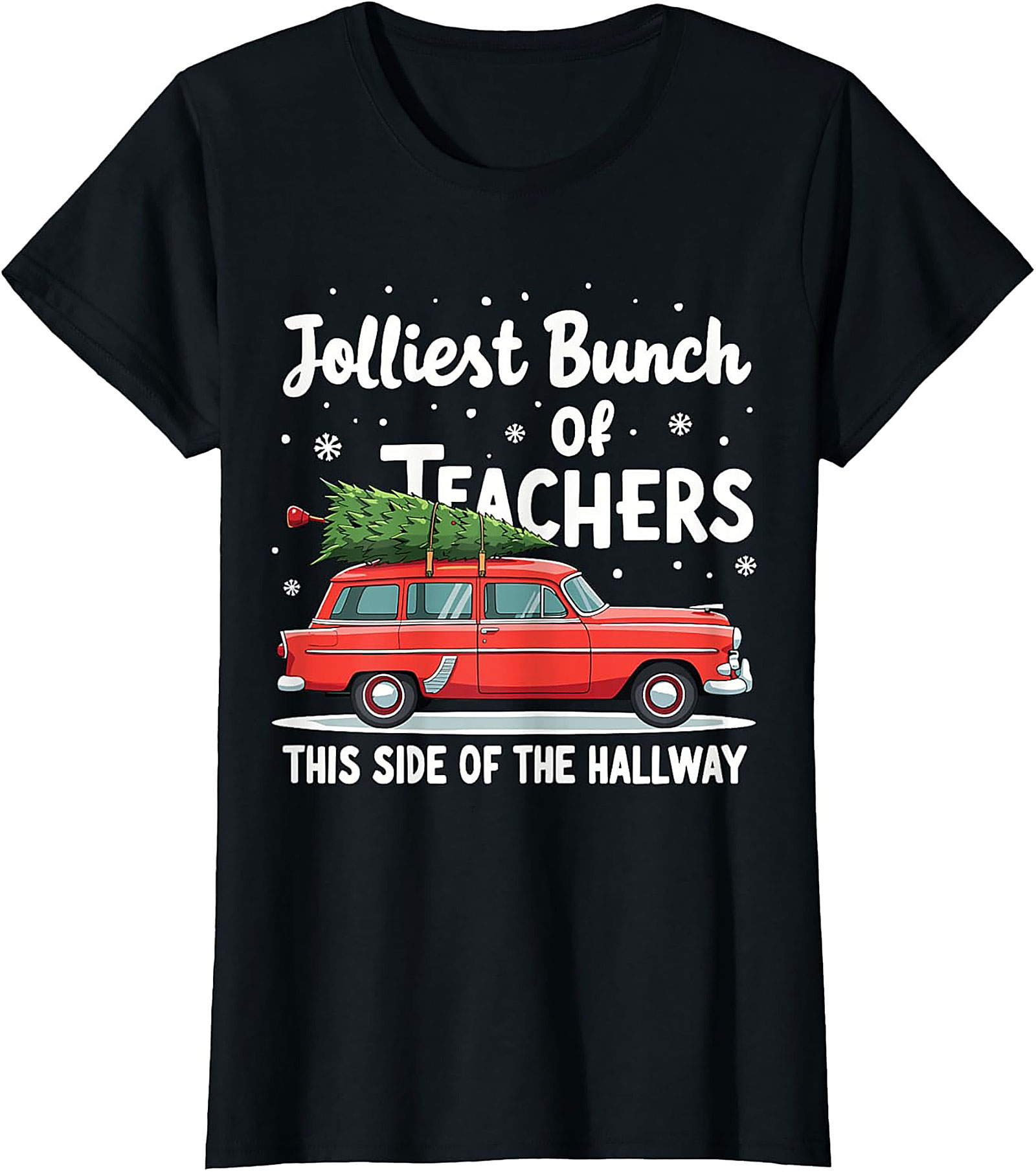 Jolliest Teacher Christmas Graphic Tee Funny Unisex Shirt