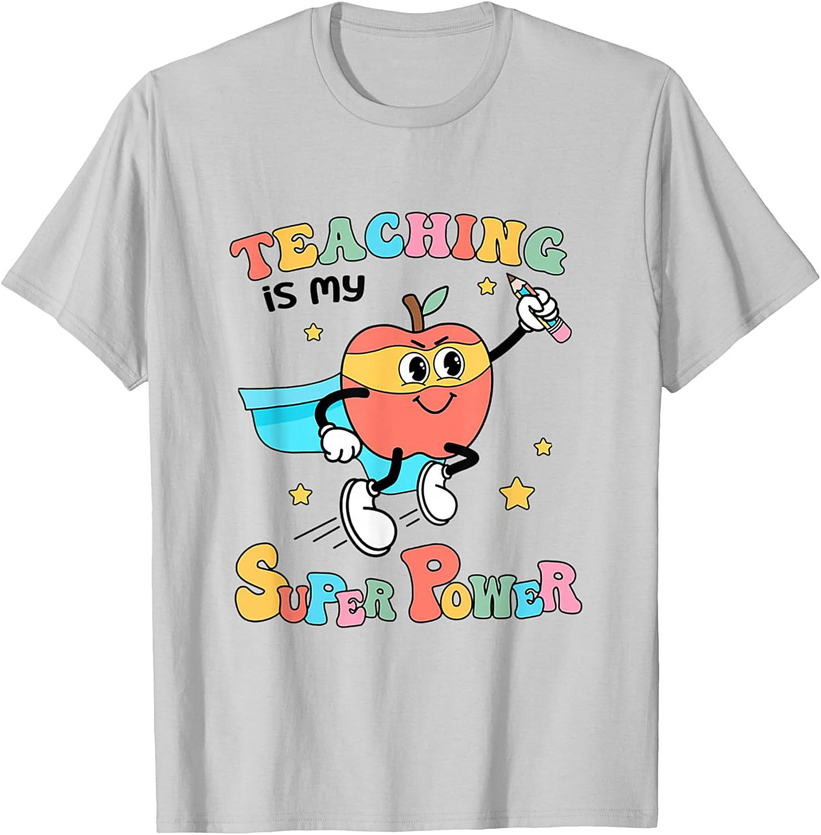  Teacher Superpower T-Shirt Retro Funny Graphic Tee