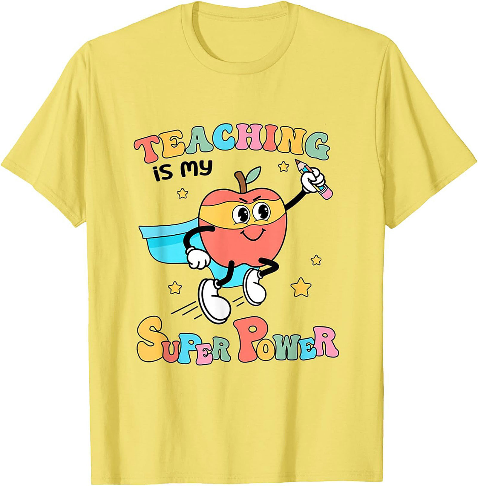  Teacher Superpower T-Shirt Retro Funny Graphic Tee