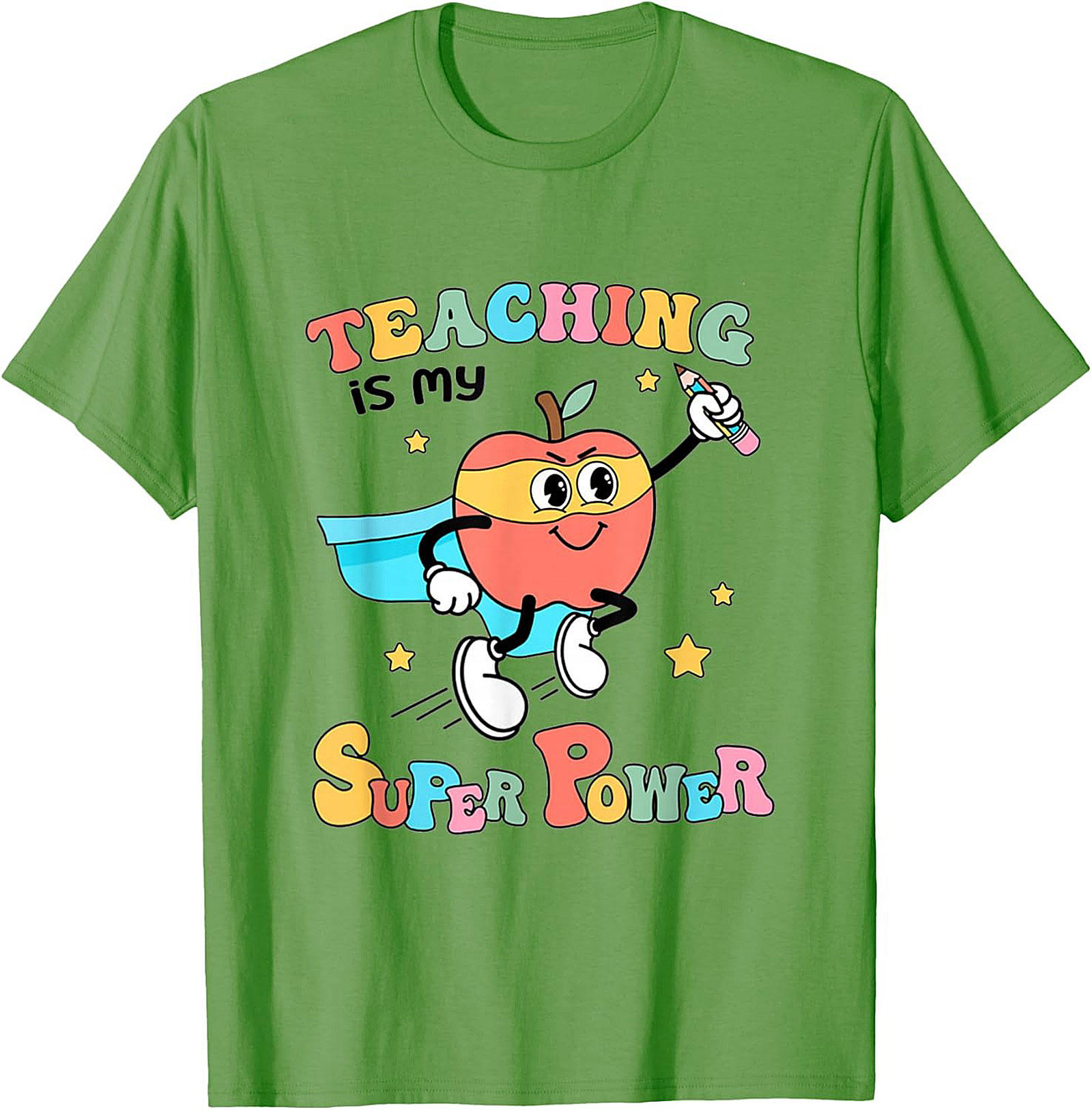  Teacher Superpower T-Shirt Retro Funny Graphic Tee