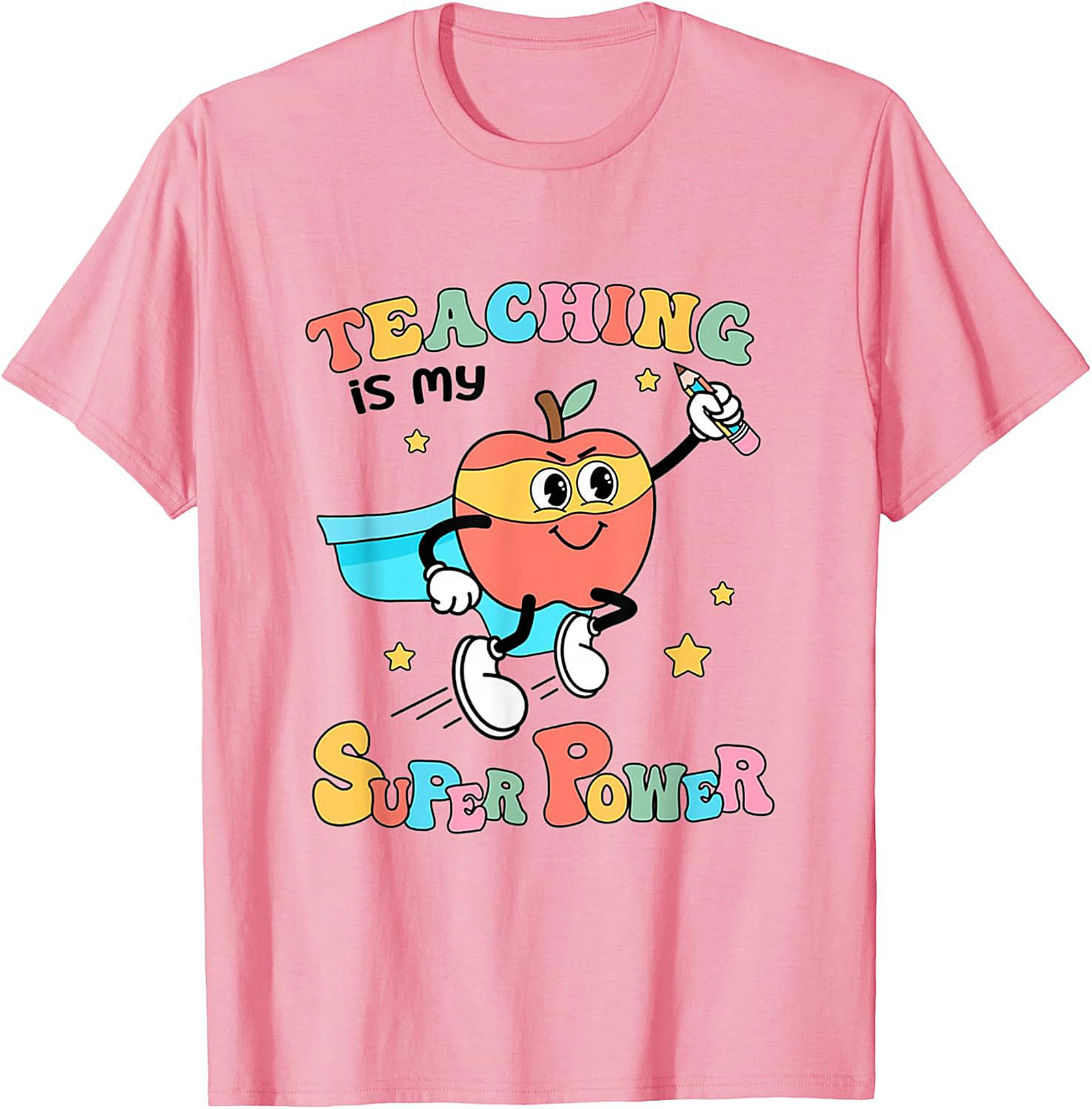  Teacher Superpower T-Shirt Retro Funny Graphic Tee