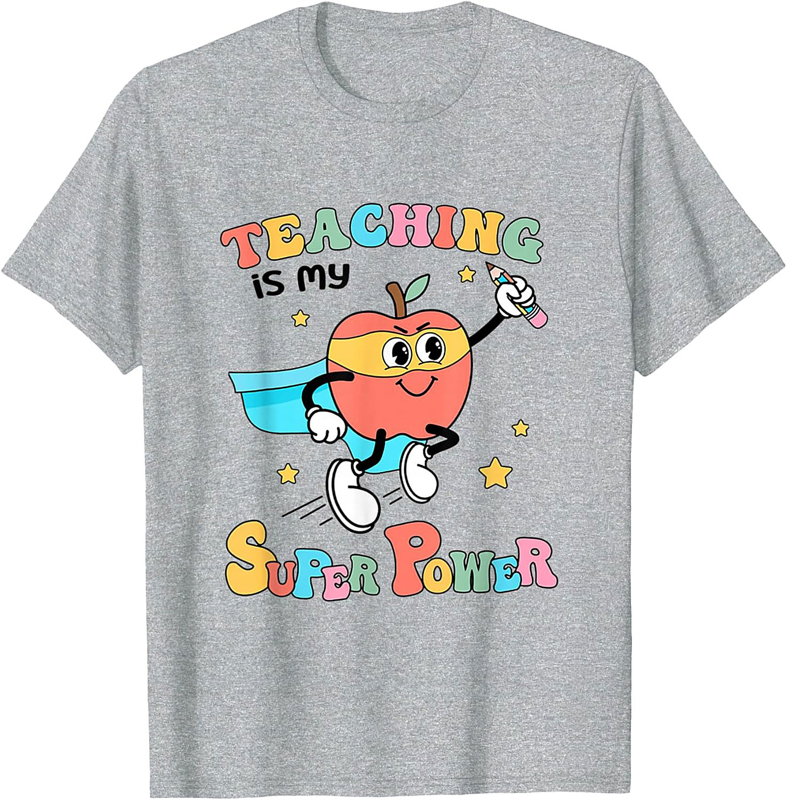  Teacher Superpower T-Shirt Retro Funny Graphic Tee