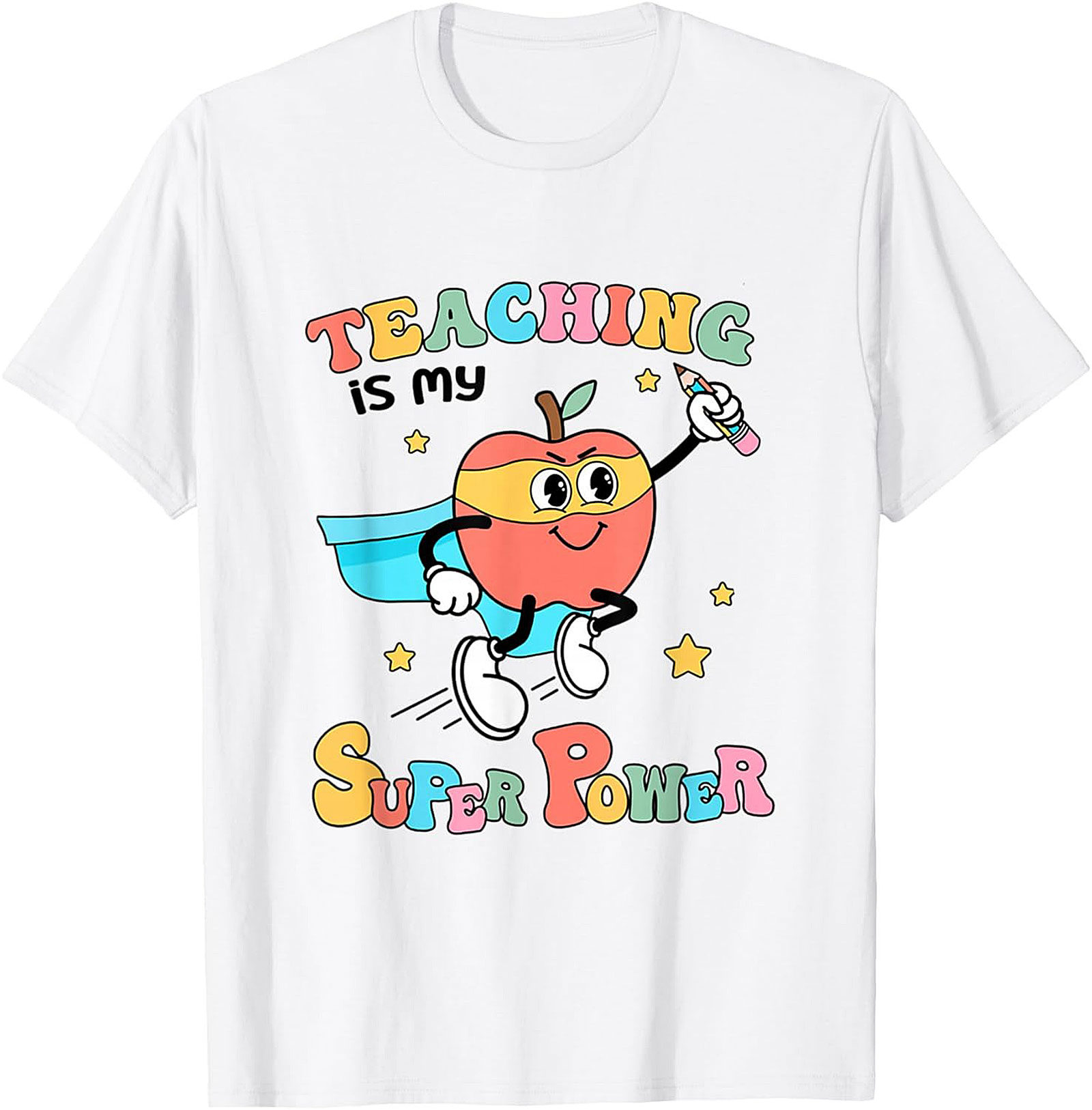 Teacher Superpower T-Shirt Retro Funny Graphic Tee