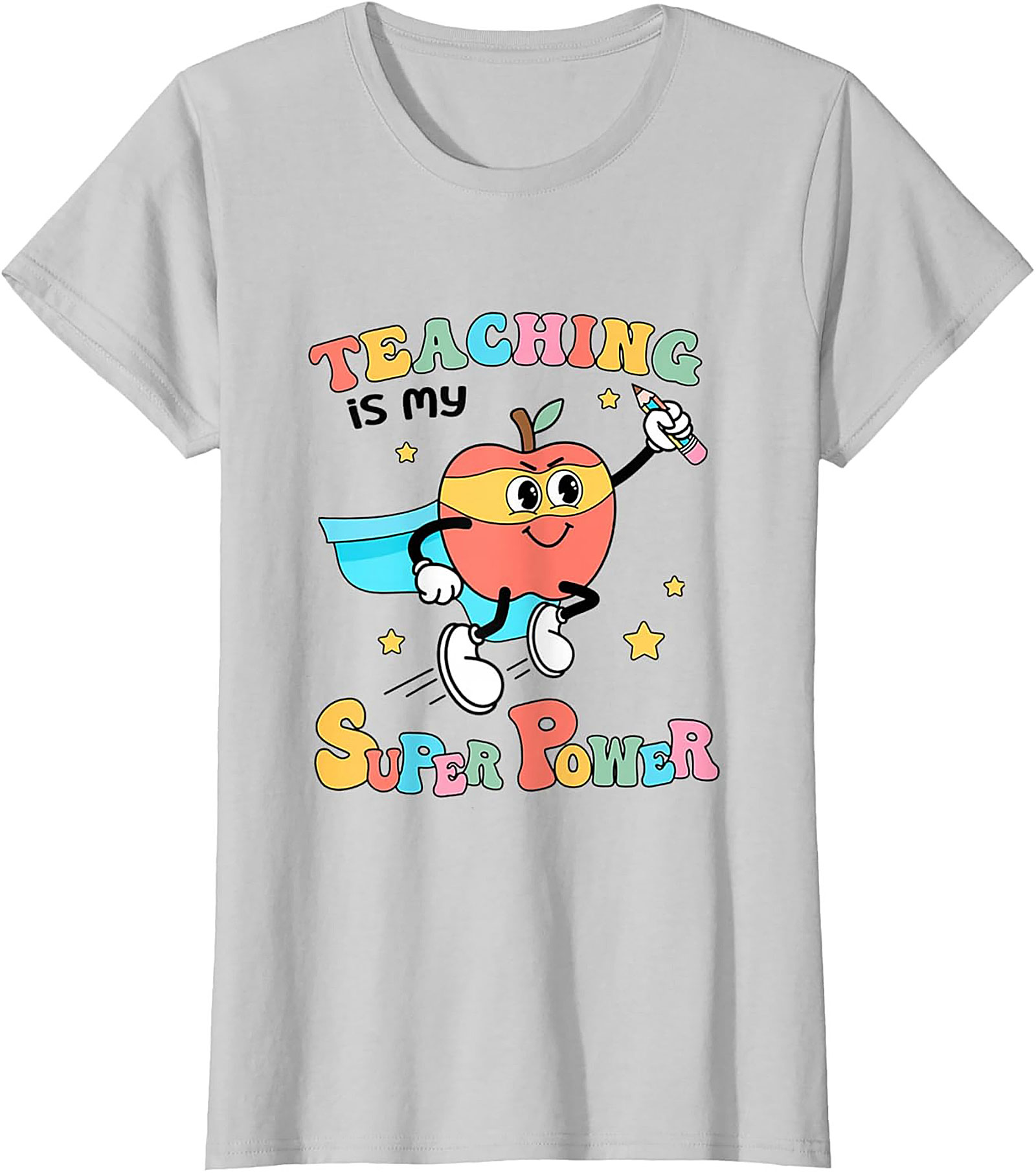  Teacher Superpower T-Shirt Retro Funny Graphic Tee