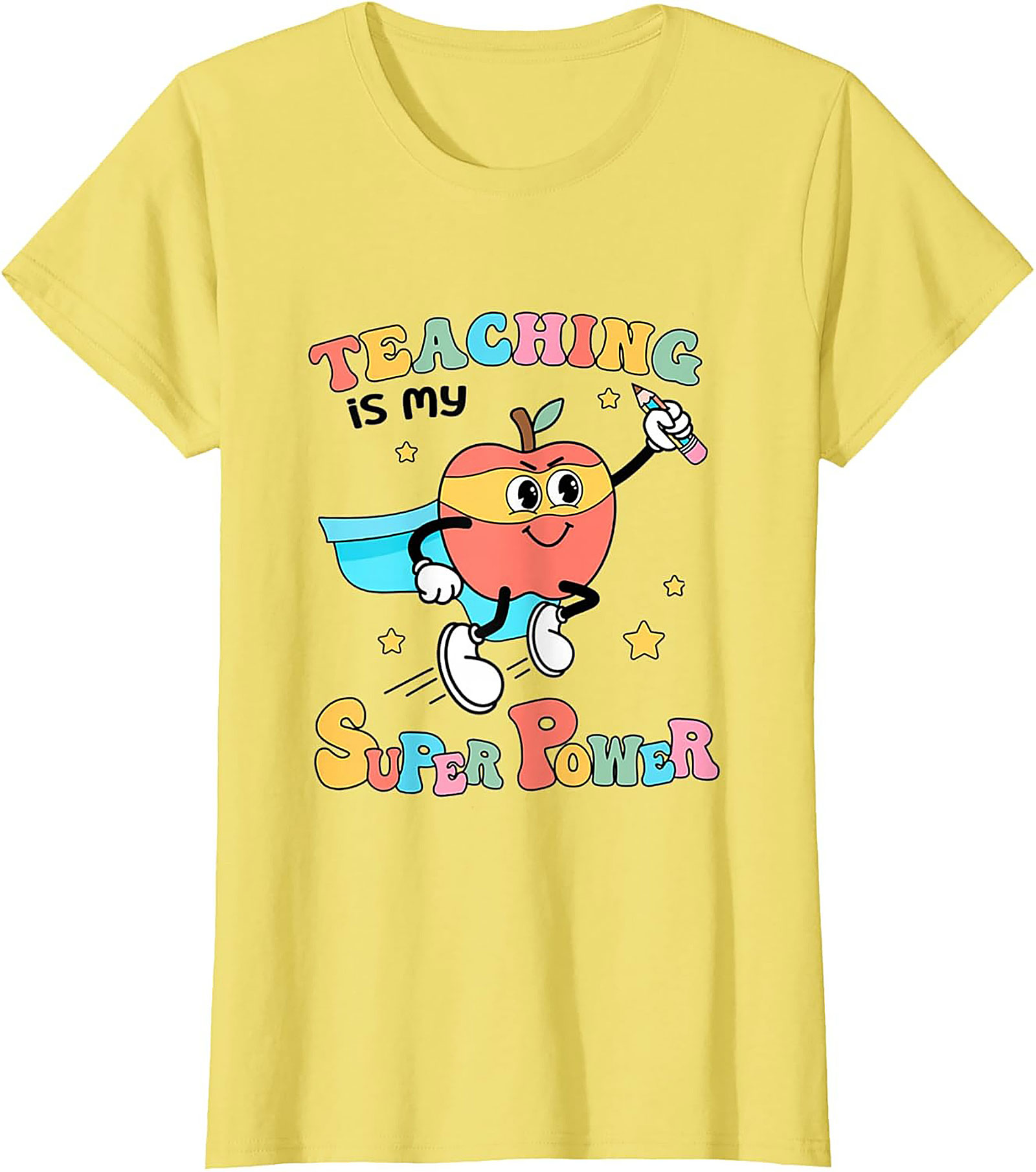  Teacher Superpower T-Shirt Retro Funny Graphic Tee