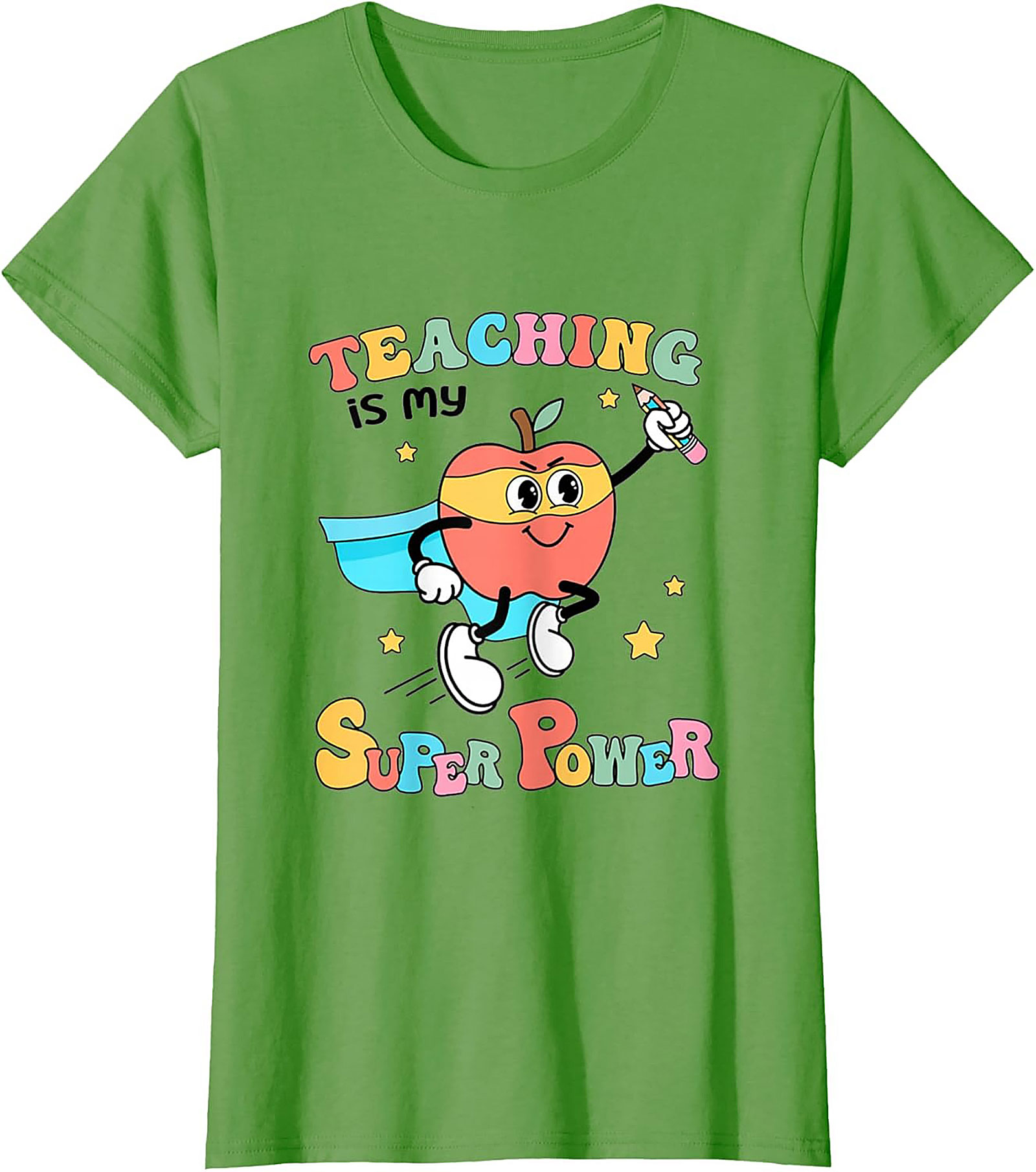  Teacher Superpower T-Shirt Retro Funny Graphic Tee