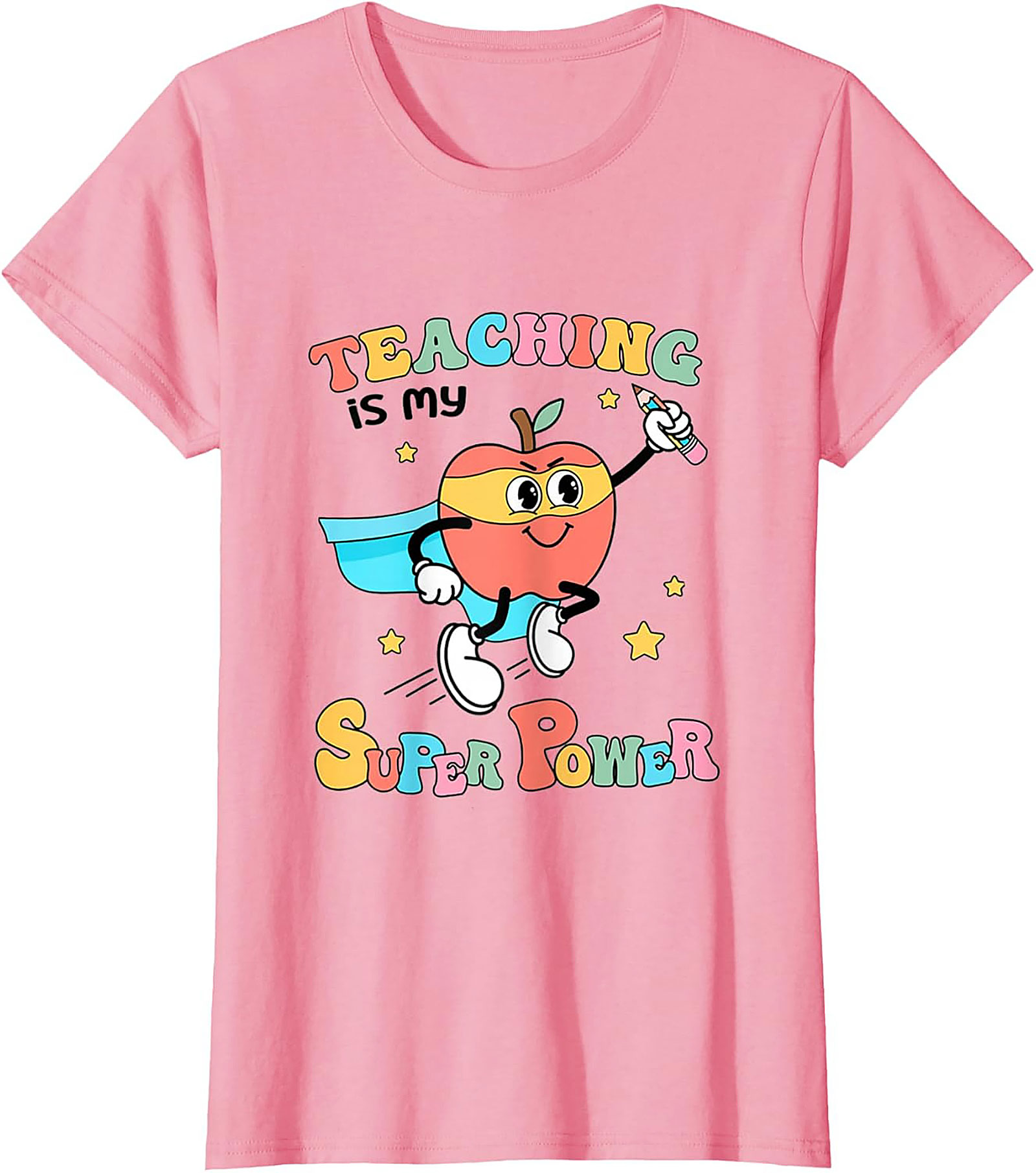  Teacher Superpower T-Shirt Retro Funny Graphic Tee