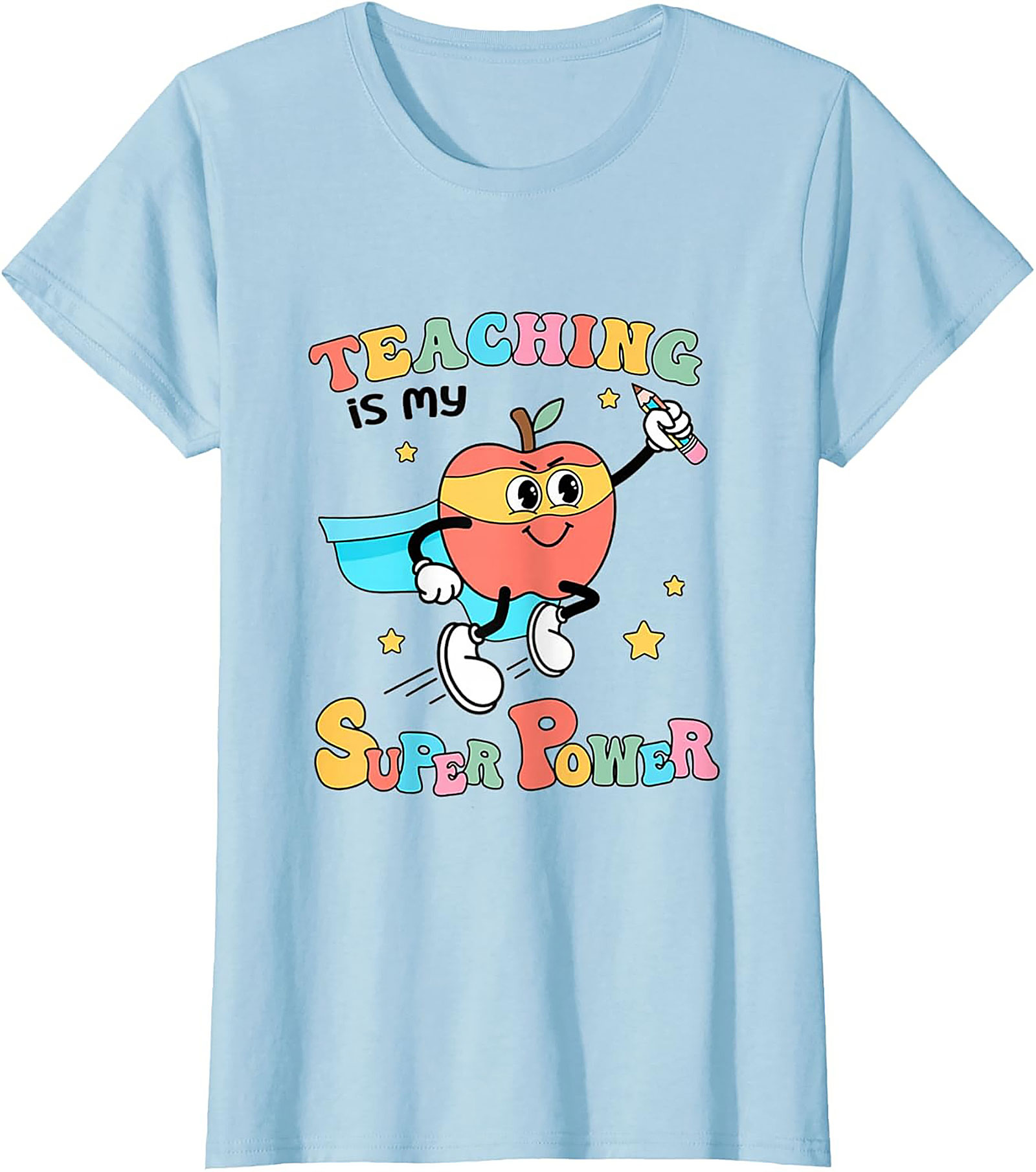  Teacher Superpower T-Shirt Retro Funny Graphic Tee