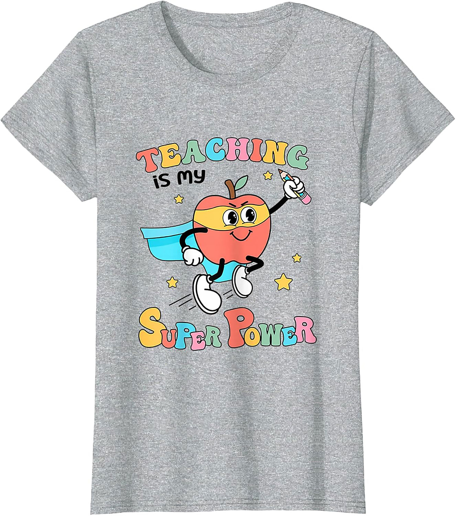  Teacher Superpower T-Shirt Retro Funny Graphic Tee
