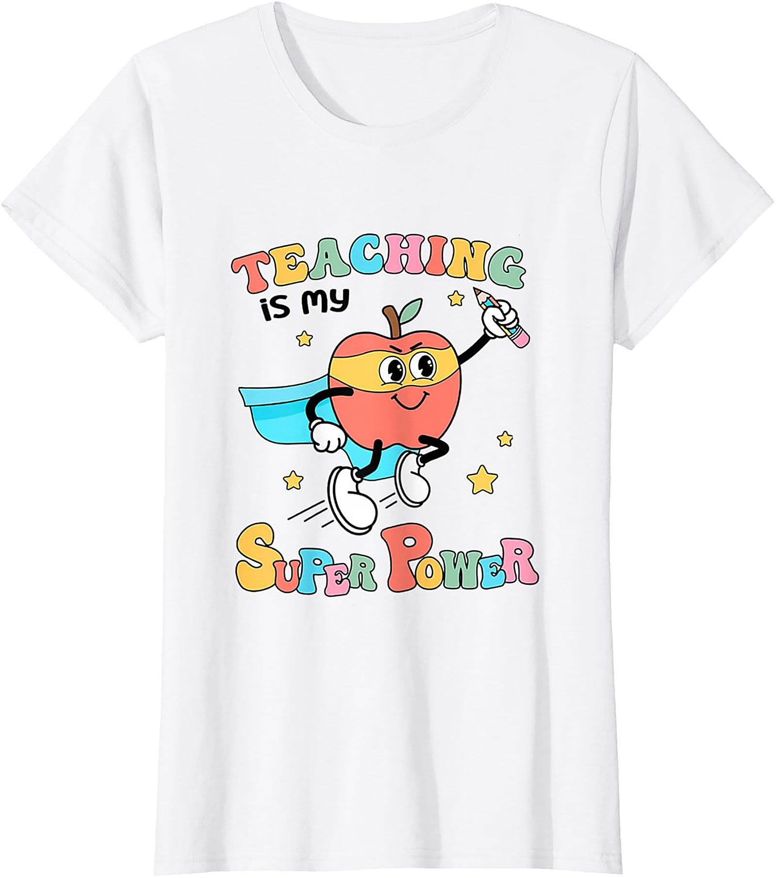  Teacher Superpower T-Shirt Retro Funny Graphic Tee
