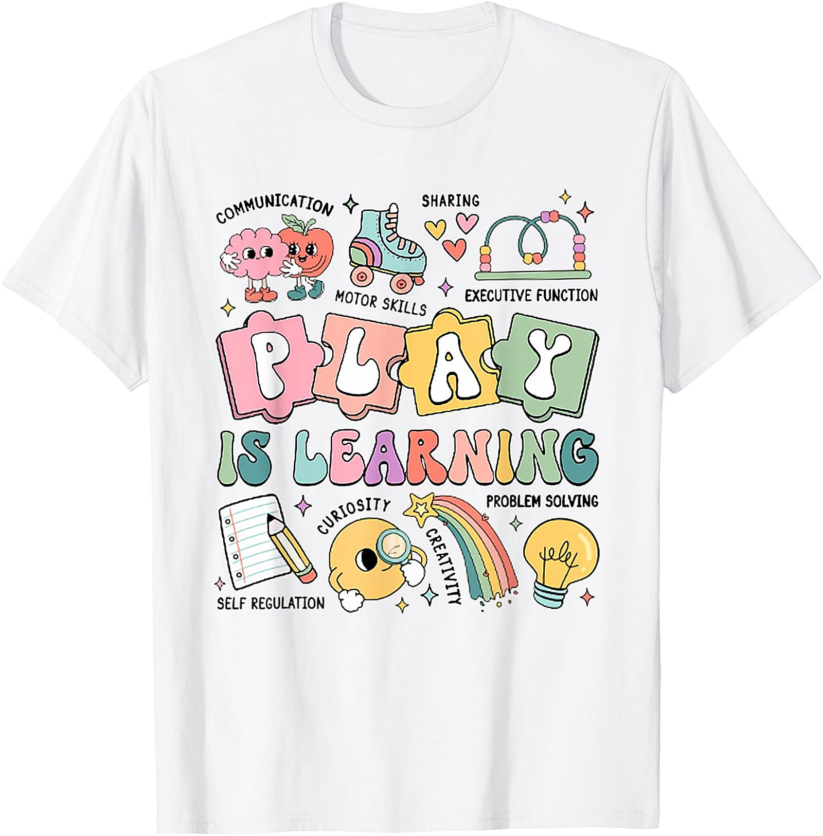 Play Is Learning Teacher T-Shirt Retro Graphic Tee Gift