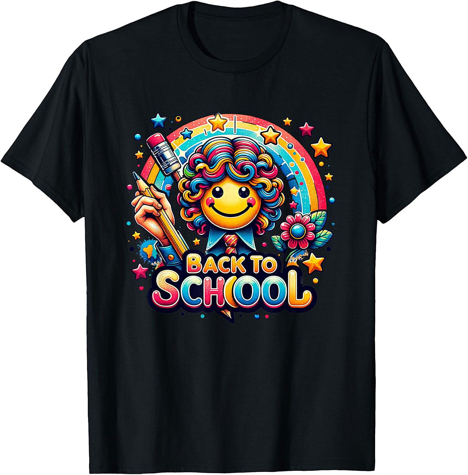 Happy Rainbow Back to School Graphic Tee | Colorful Smiley Face Unisex Shirt