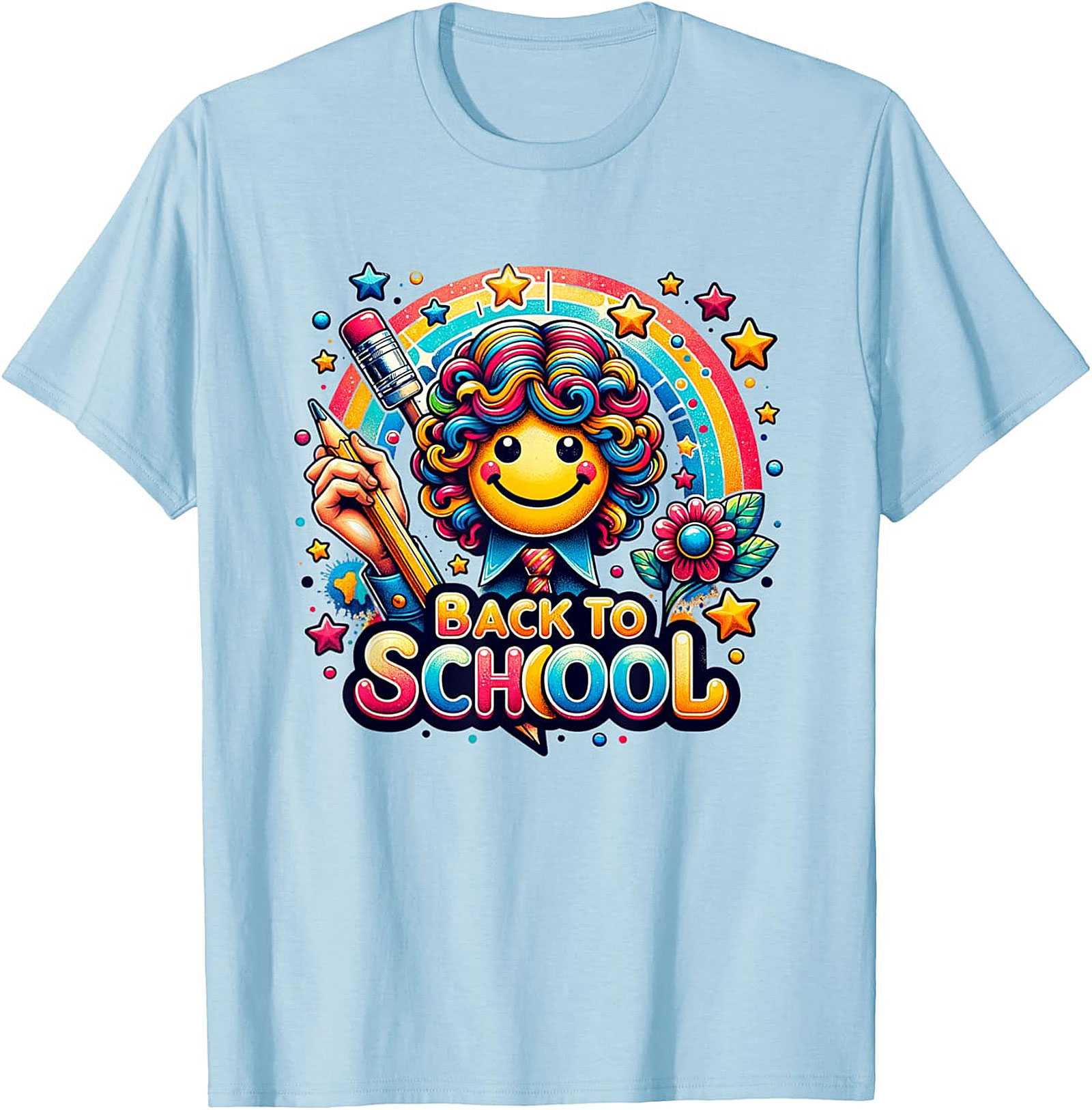 Happy Rainbow Back to School Graphic Tee | Colorful Smiley Face Unisex Shirt