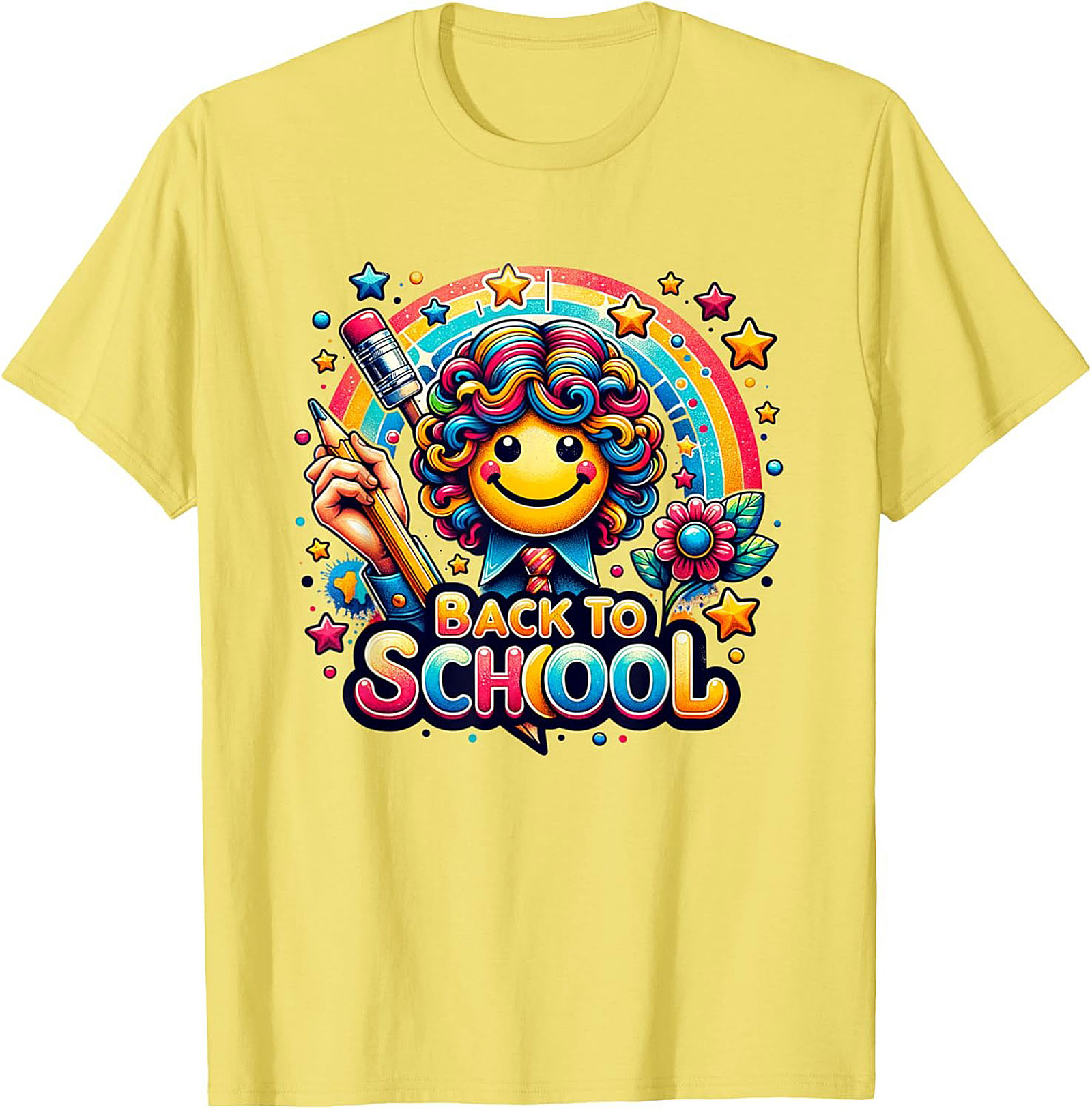 Happy Rainbow Back to School Graphic Tee | Colorful Smiley Face Unisex Shirt