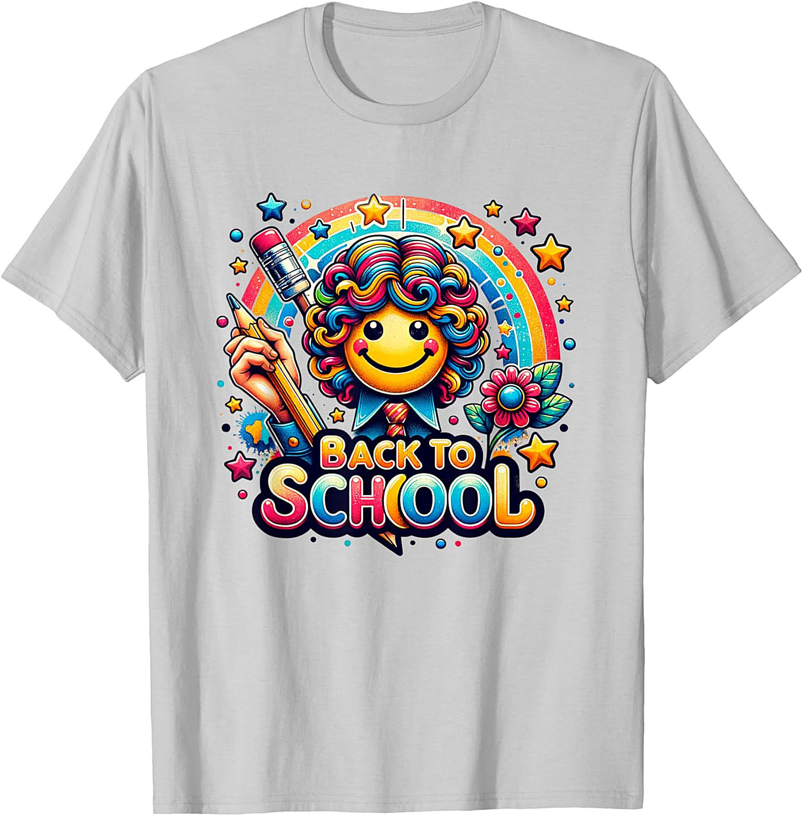 Happy Rainbow Back to School Graphic Tee | Colorful Smiley Face Unisex Shirt