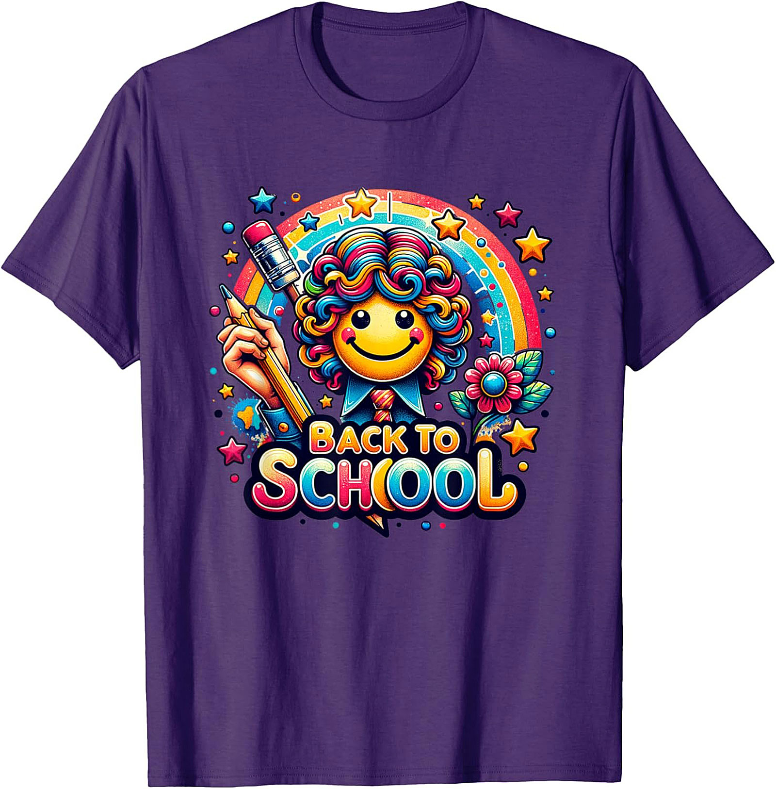 Happy Rainbow Back to School Graphic Tee | Colorful Smiley Face Unisex Shirt