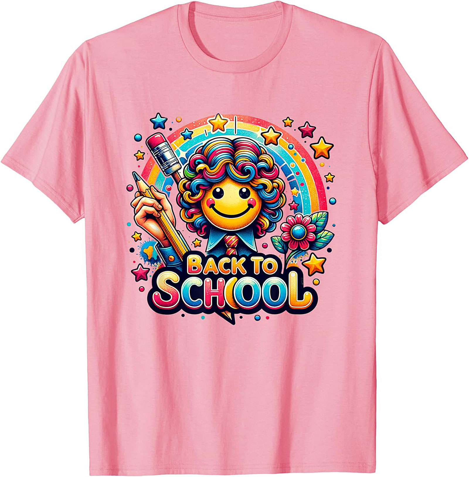 Happy Rainbow Back to School Graphic Tee | Colorful Smiley Face Unisex Shirt