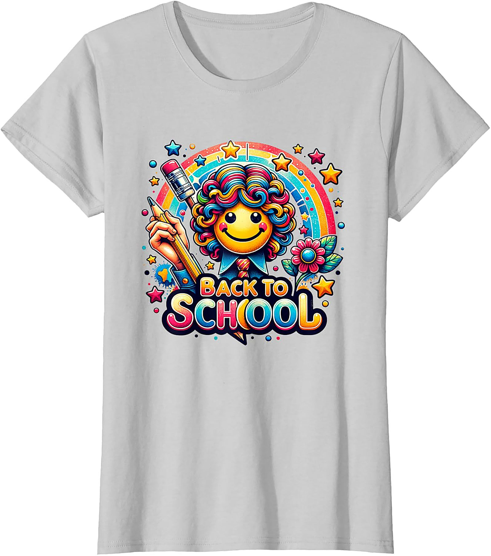 Happy Rainbow Back to School Graphic Tee | Colorful Smiley Face Unisex Shirt