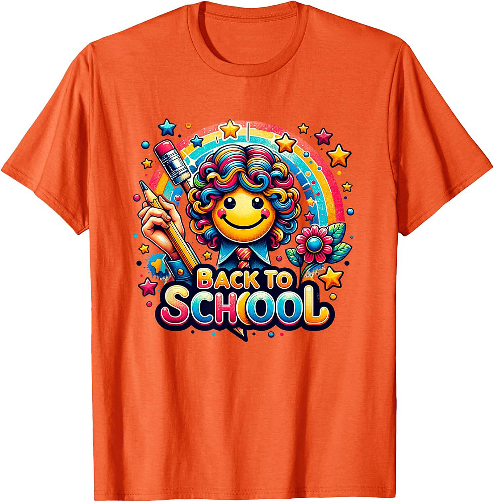 Happy Rainbow Back to School Graphic Tee | Colorful Smiley Face Unisex Shirt