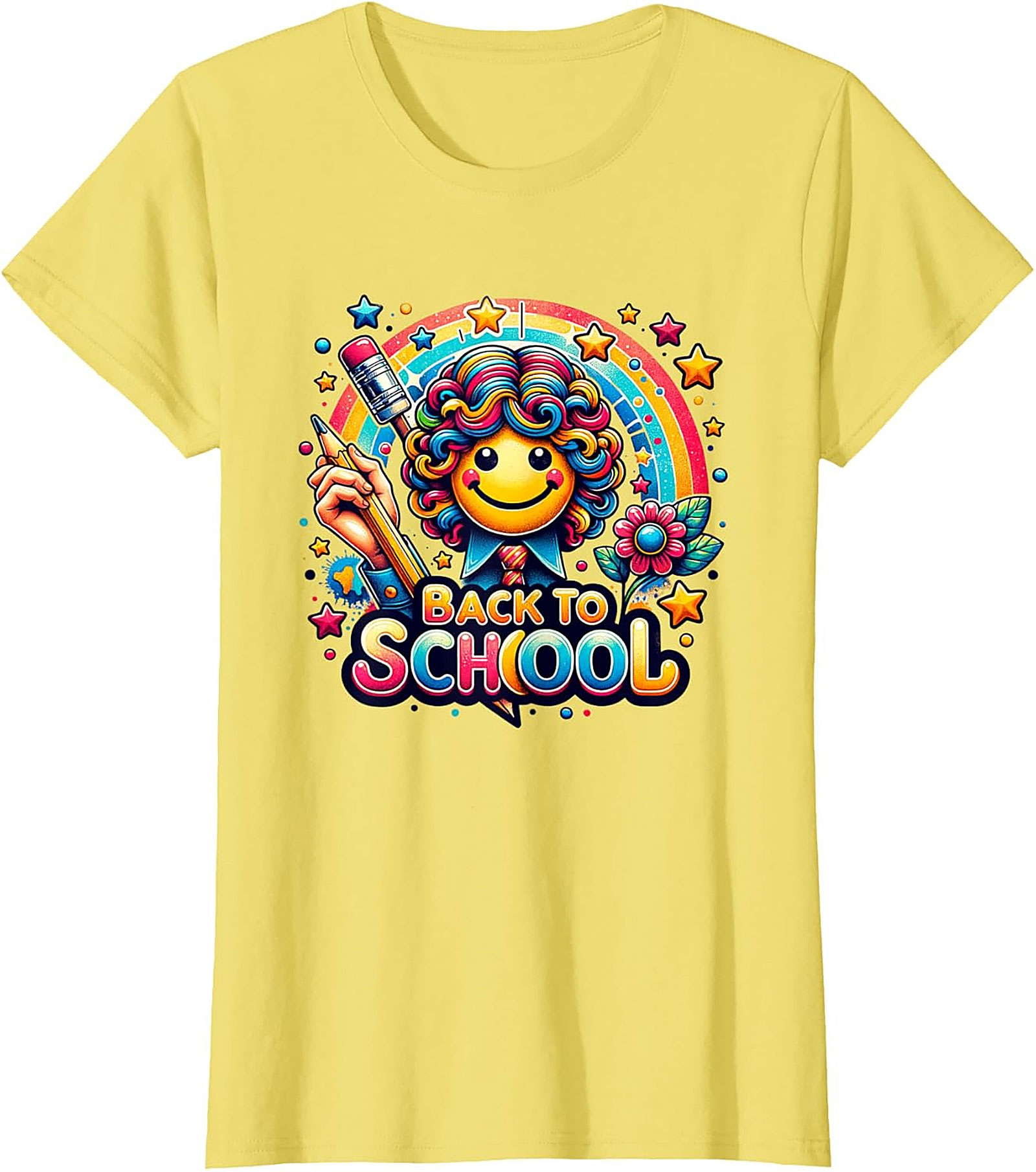 Happy Rainbow Back to School Graphic Tee | Colorful Smiley Face Unisex Shirt