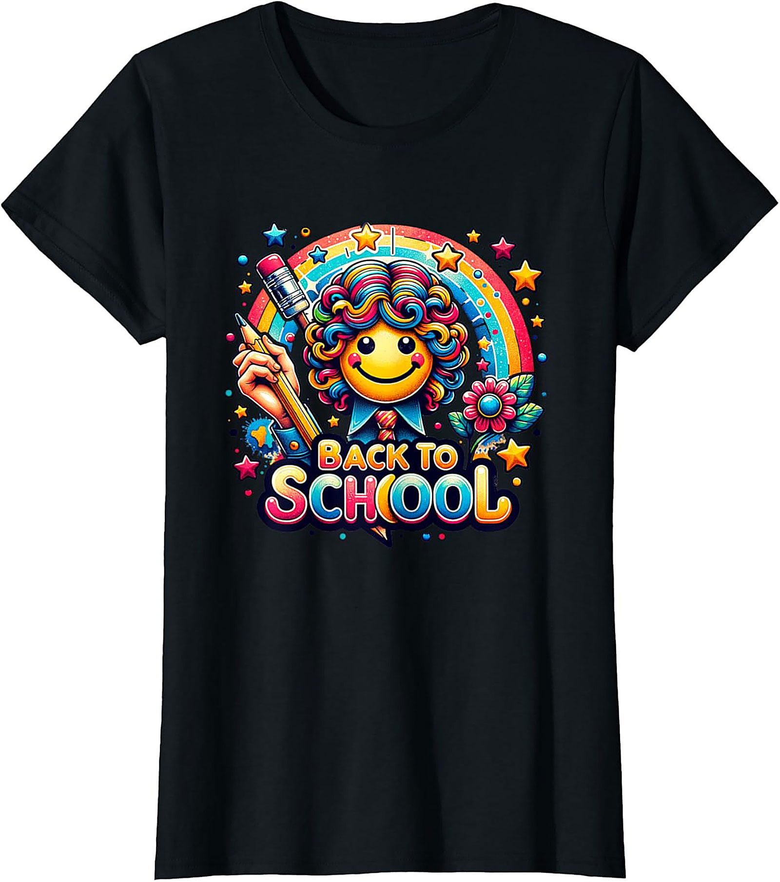 Happy Rainbow Back to School Graphic Tee | Colorful Smiley Face Unisex Shirt