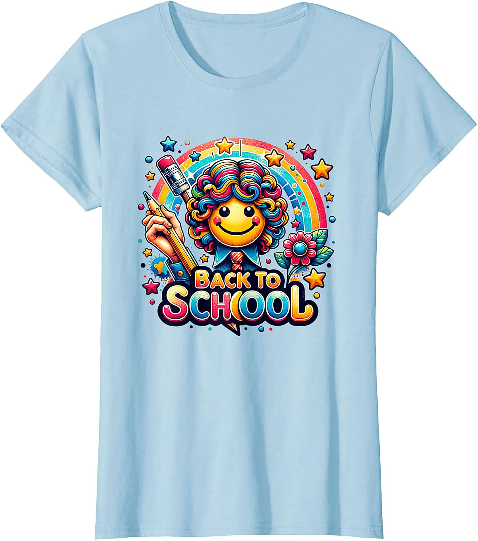 Happy Rainbow Back to School Graphic Tee | Colorful Smiley Face Unisex Shirt