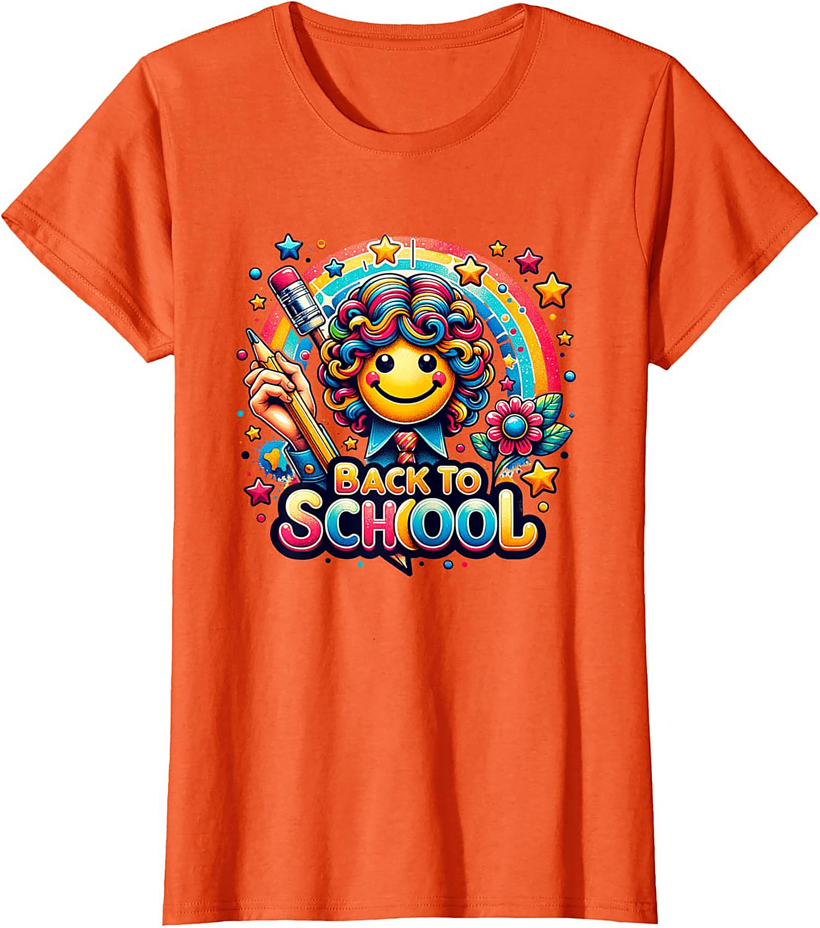 Happy Rainbow Back to School Graphic Tee | Colorful Smiley Face Unisex Shirt