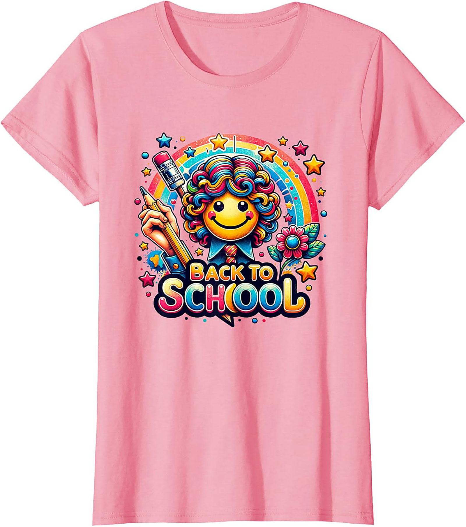 Happy Rainbow Back to School Graphic Tee | Colorful Smiley Face Unisex Shirt