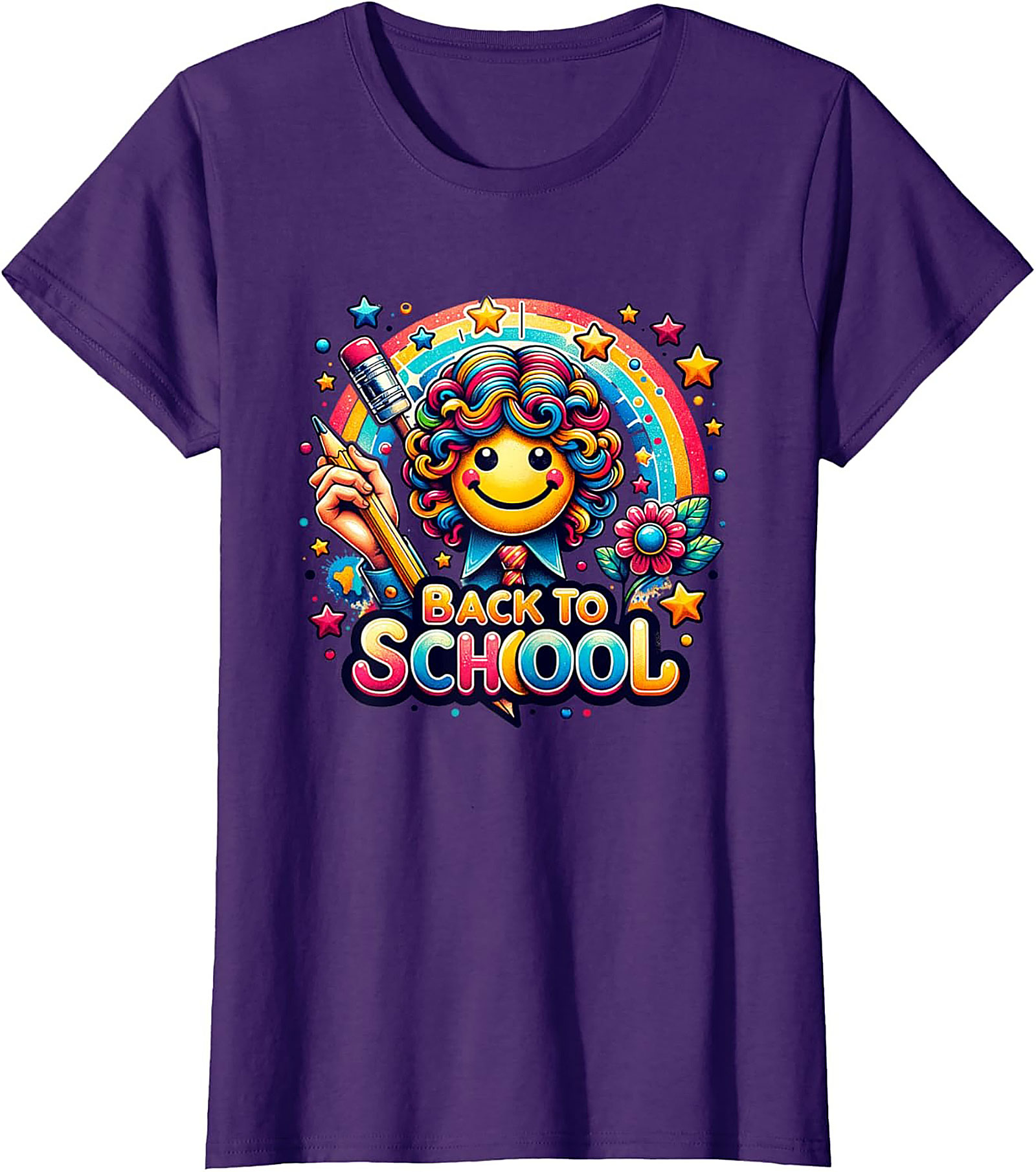 Happy Rainbow Back to School Graphic Tee | Colorful Smiley Face Unisex Shirt