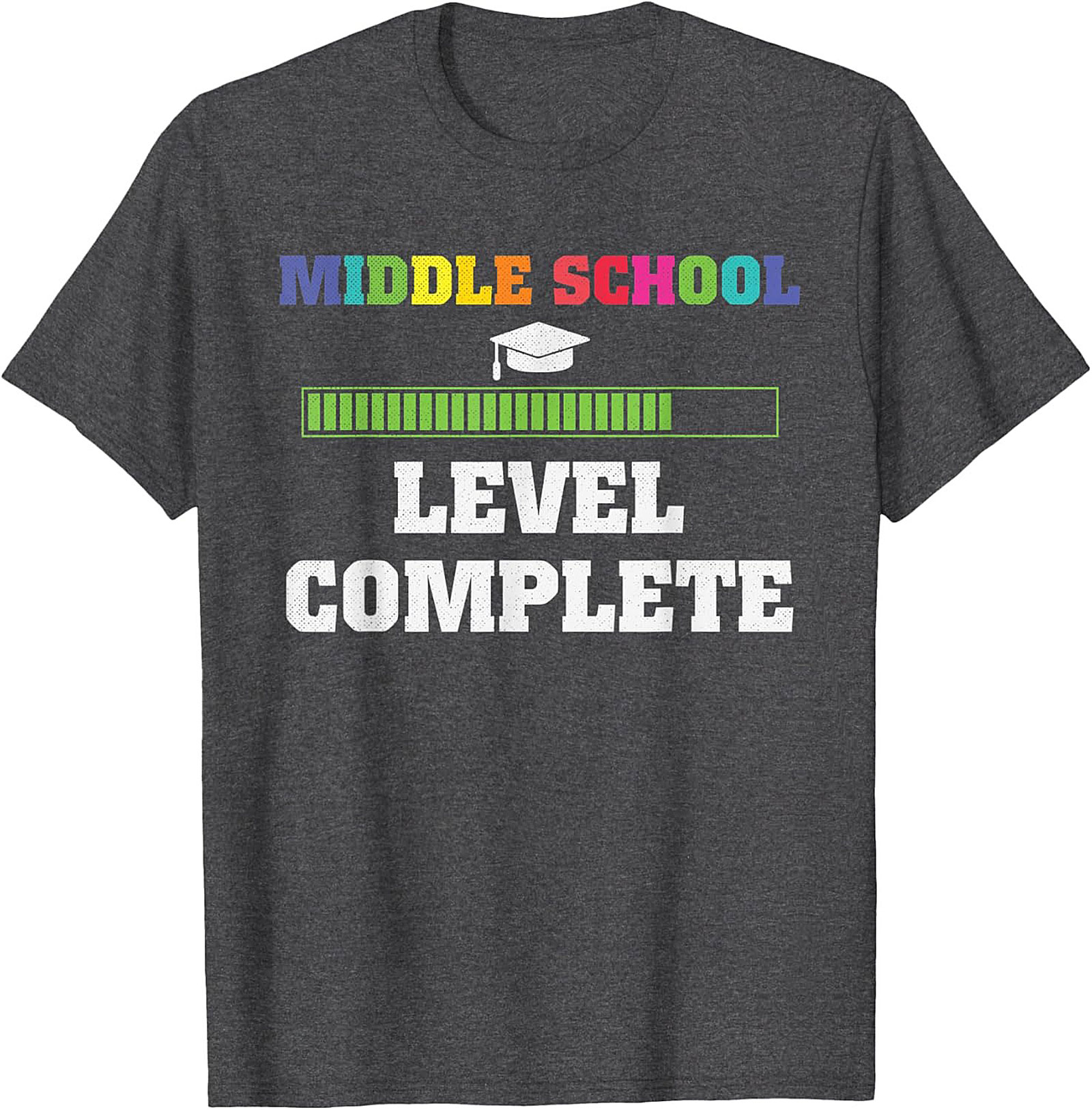 Middle School Graduation Graphic Tee | Level Complete Funny 8th Grade Shirt