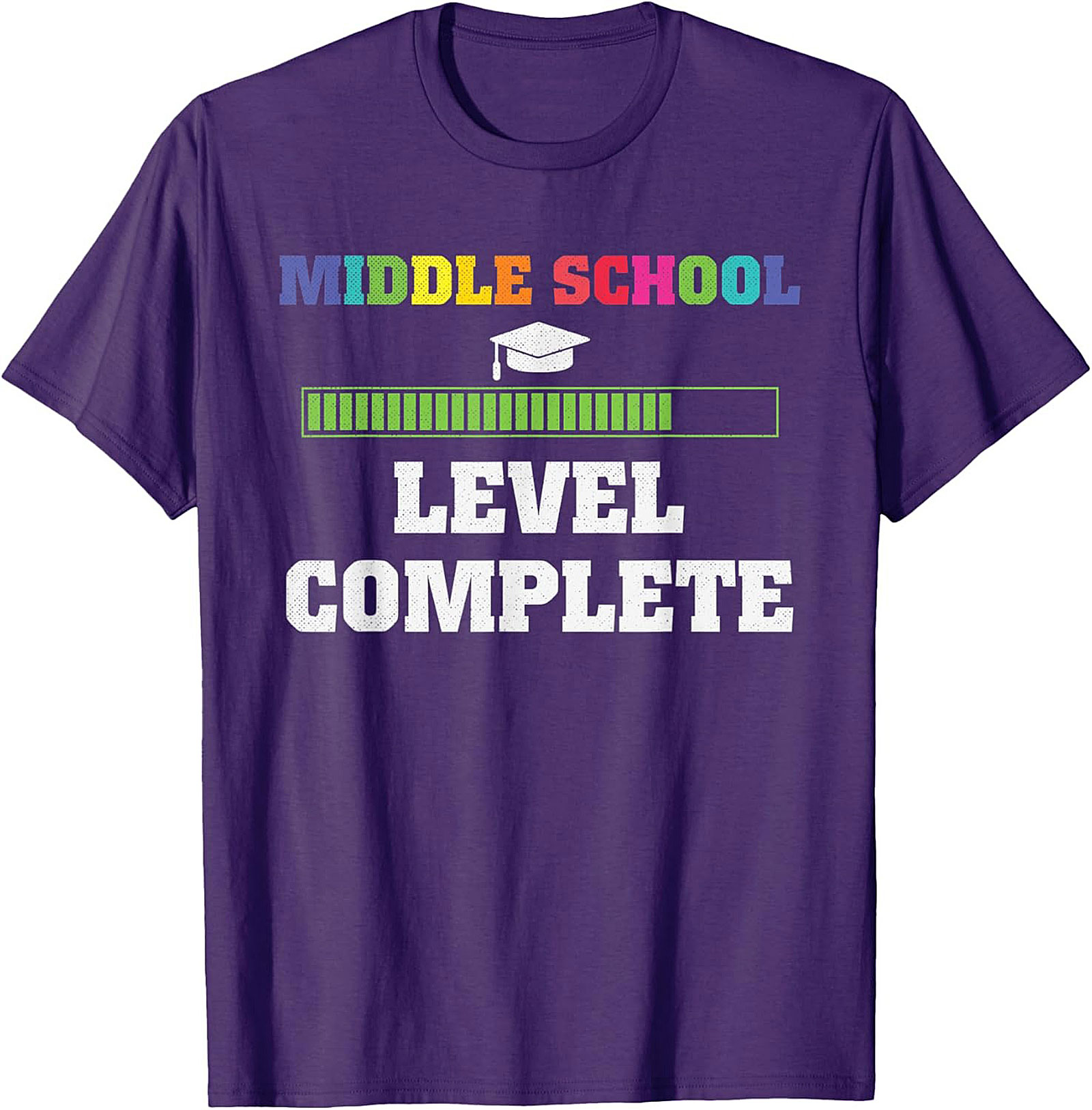 Middle School Graduation Graphic Tee | Level Complete Funny 8th Grade Shirt