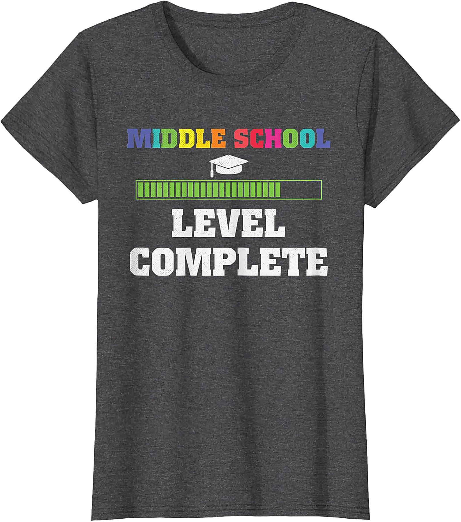 Middle School Graduation Graphic Tee | Level Complete Funny 8th Grade Shirt