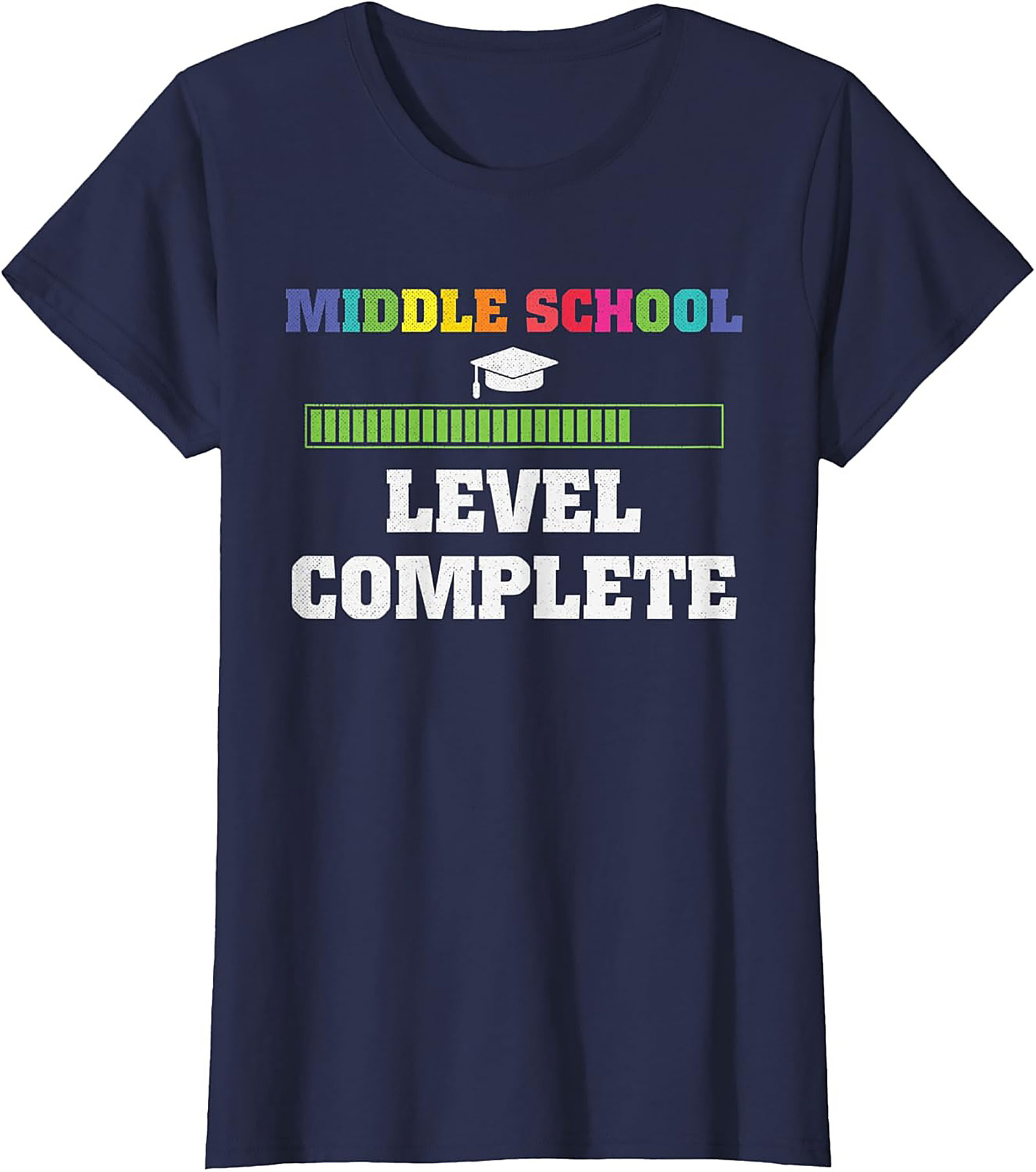 Middle School Graduation Graphic Tee | Level Complete Funny 8th Grade Shirt