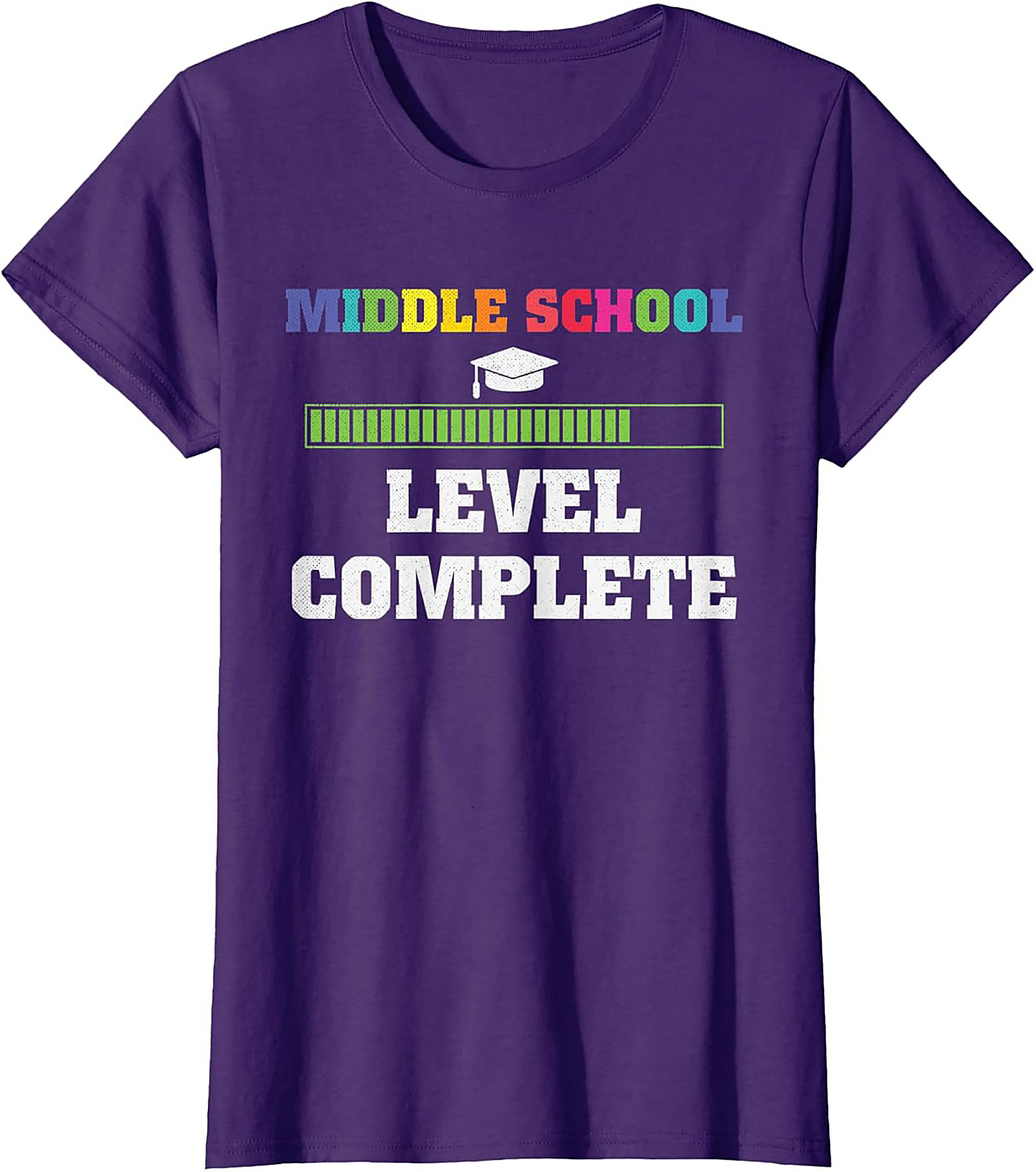 Middle School Graduation Graphic Tee | Level Complete Funny 8th Grade Shirt