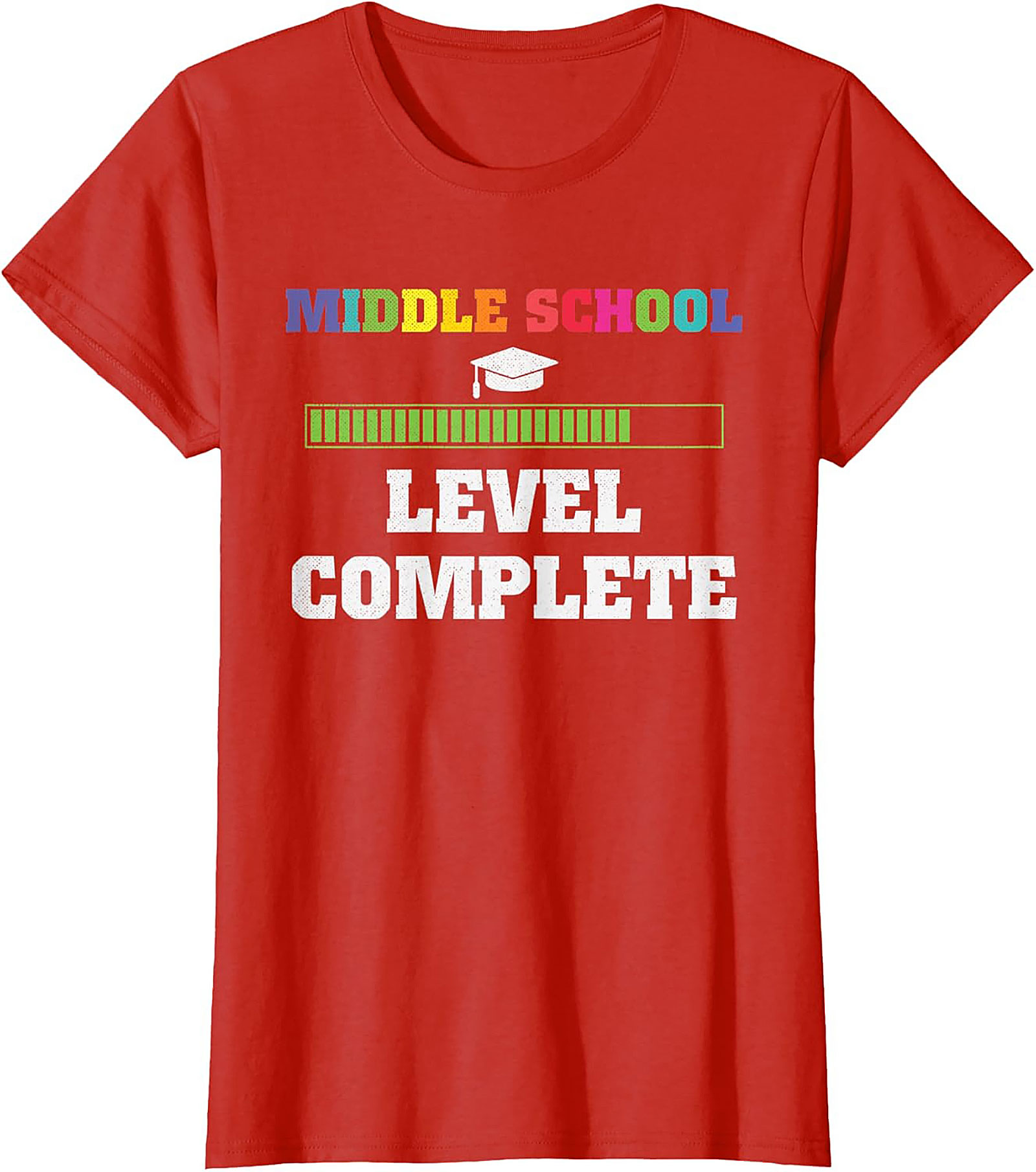 Middle School Graduation Graphic Tee | Level Complete Funny 8th Grade Shirt